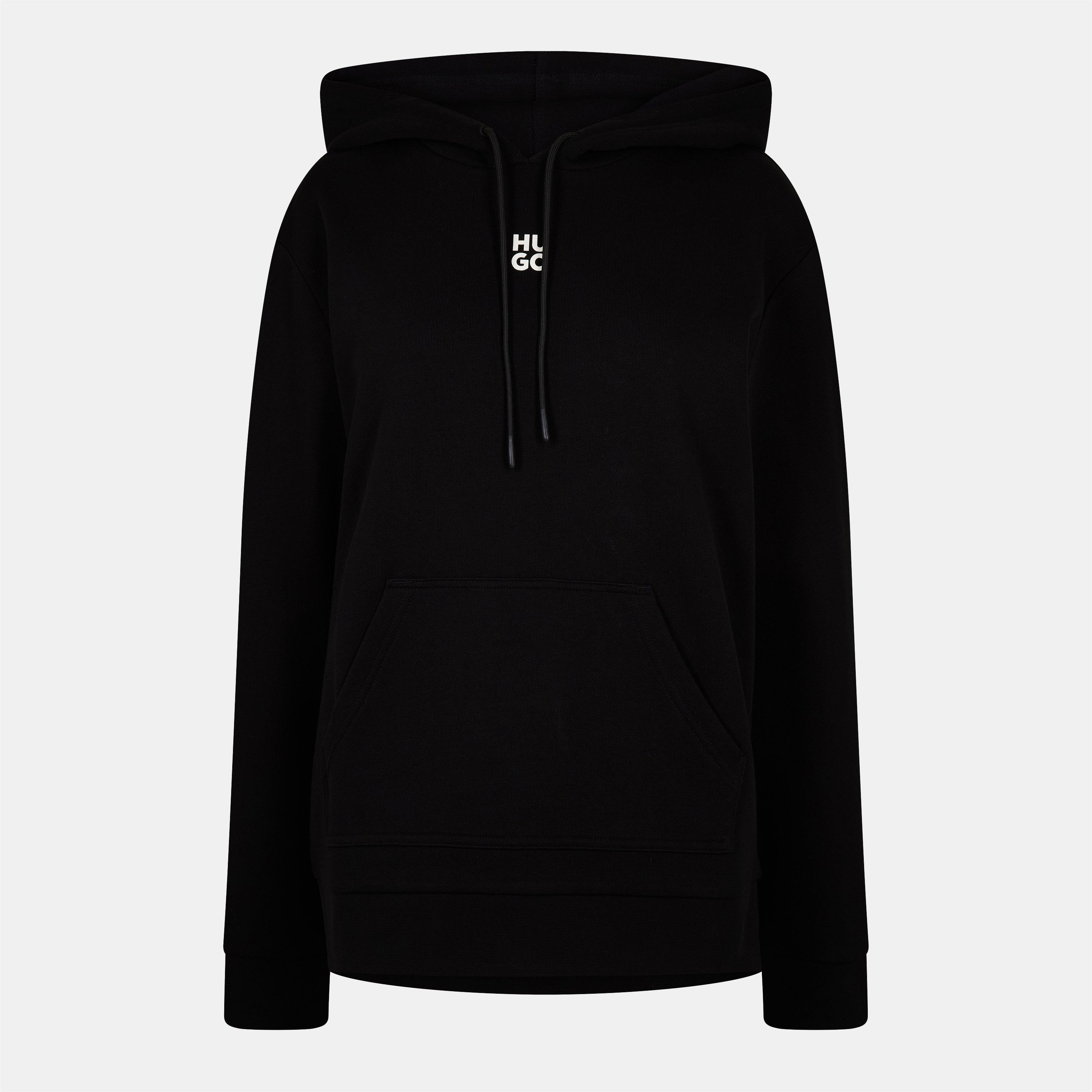 Black - Hugo - Stack Logo Over The Head Hoodie - 1