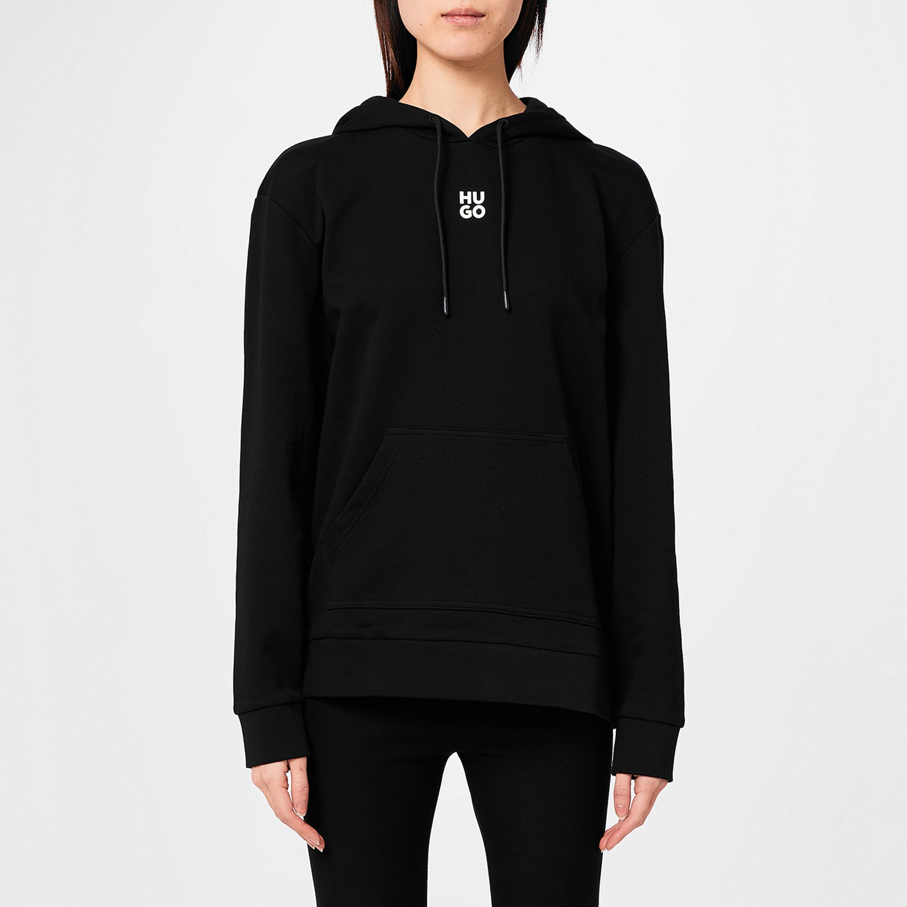 Black - Hugo - Stack Logo Over The Head Hoodie - 3