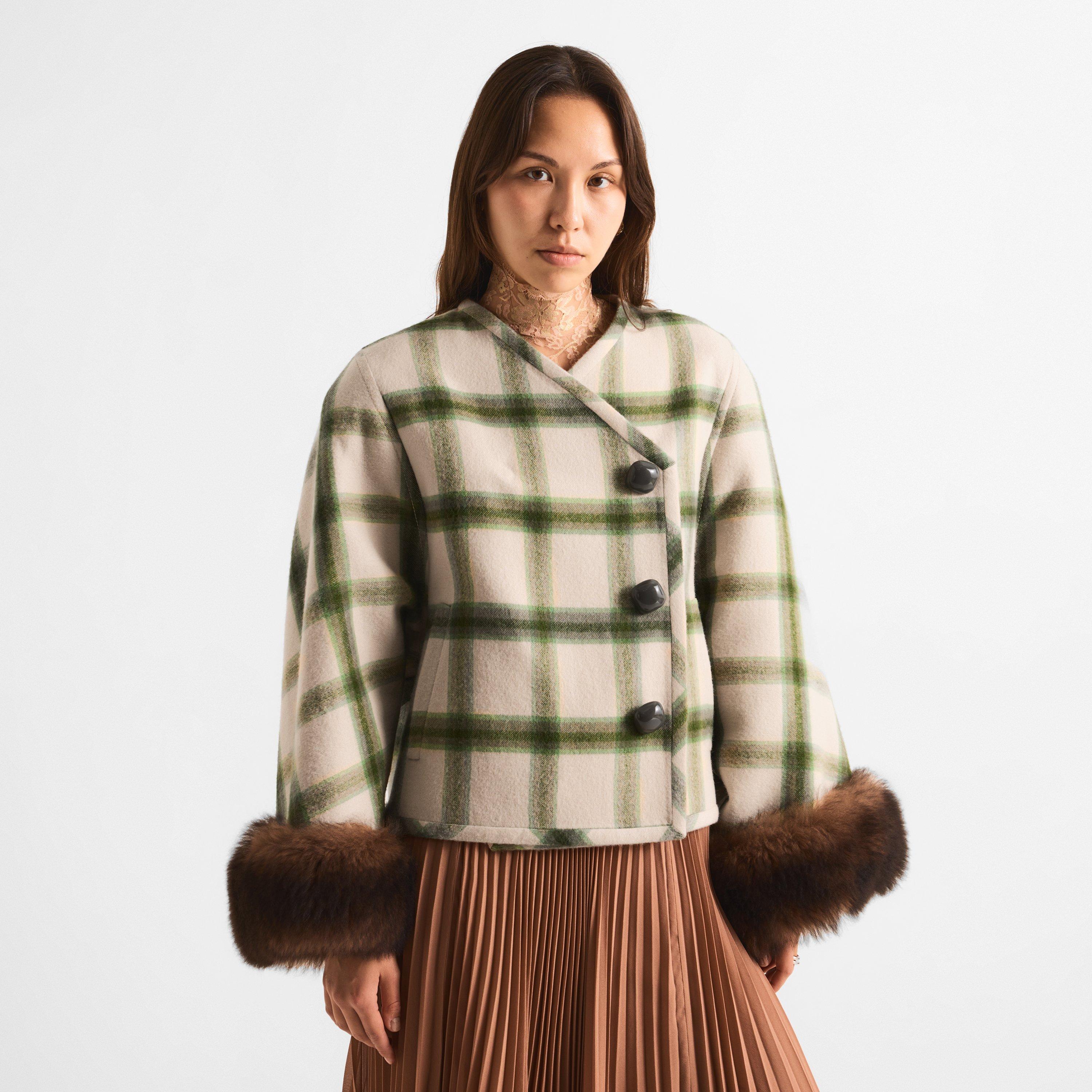 Bagnila/Verde - Valentino - Women's Check Oversized-Fit Pea Coat - 3