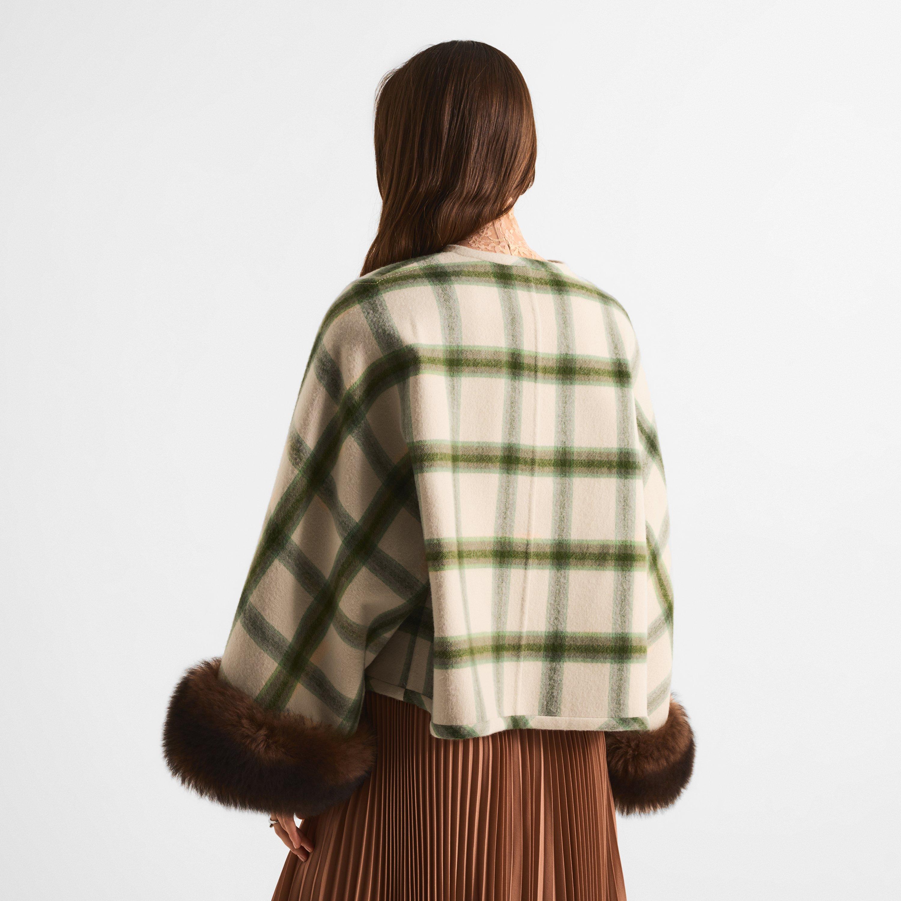 Bagnila/Verde - Valentino - Women's Check Oversized-Fit Pea Coat - 4