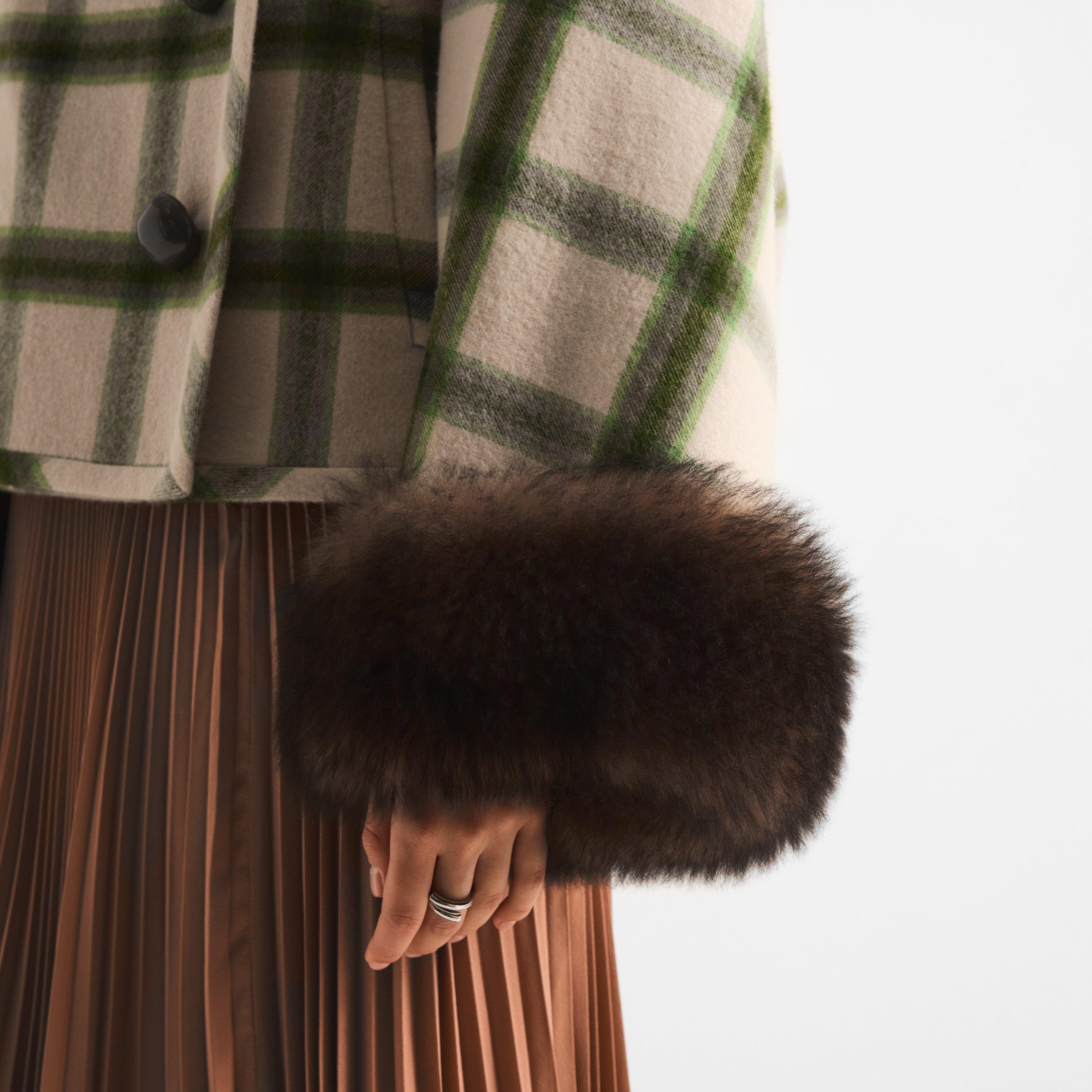 Bagnila/Verde - Valentino - Women's Check Oversized-Fit Pea Coat - 5