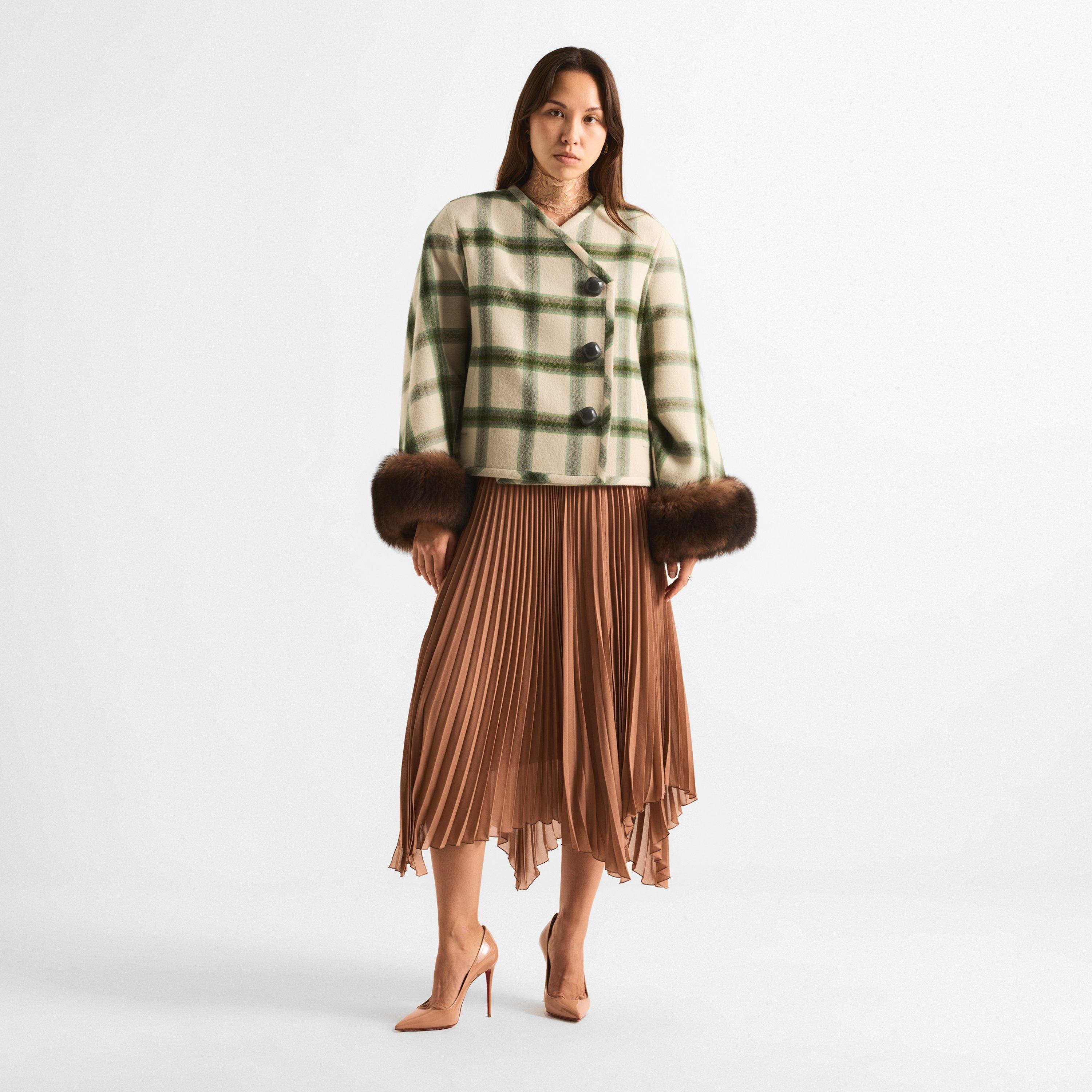 Bagnila/Verde - Valentino - Women's Check Oversized-Fit Pea Coat - 6