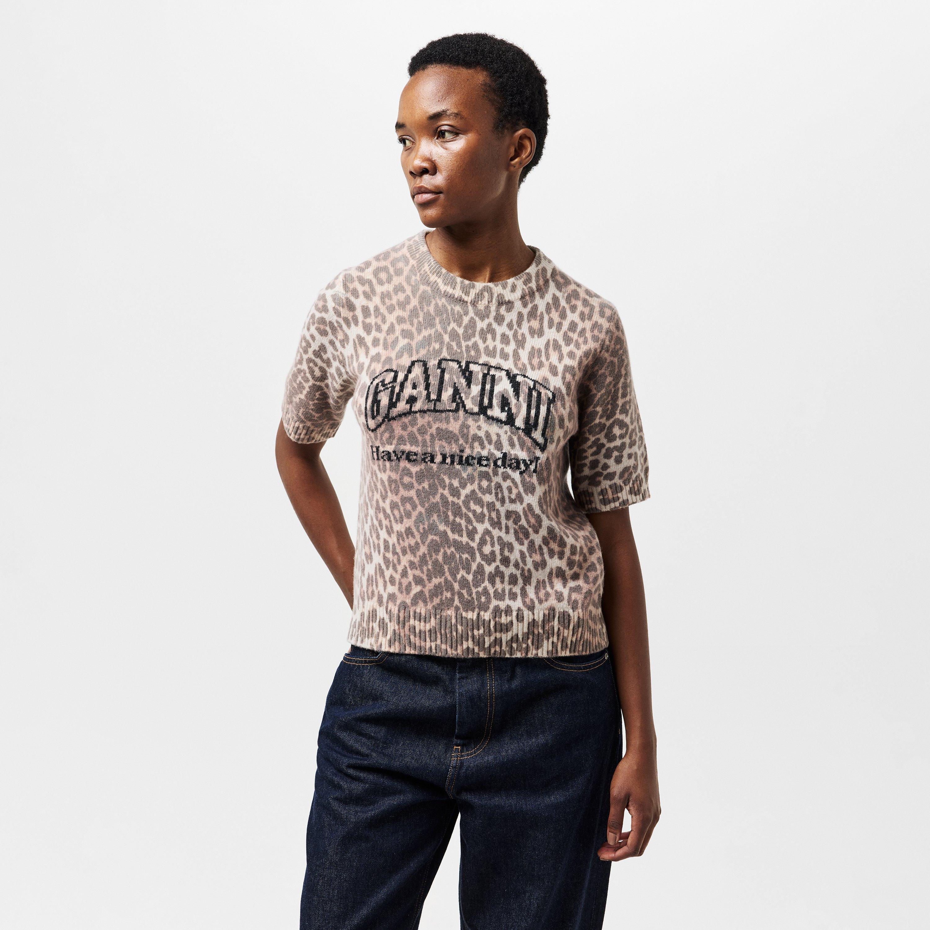 Leopard - Ganni - Women's Leopard Knitted Top - 3