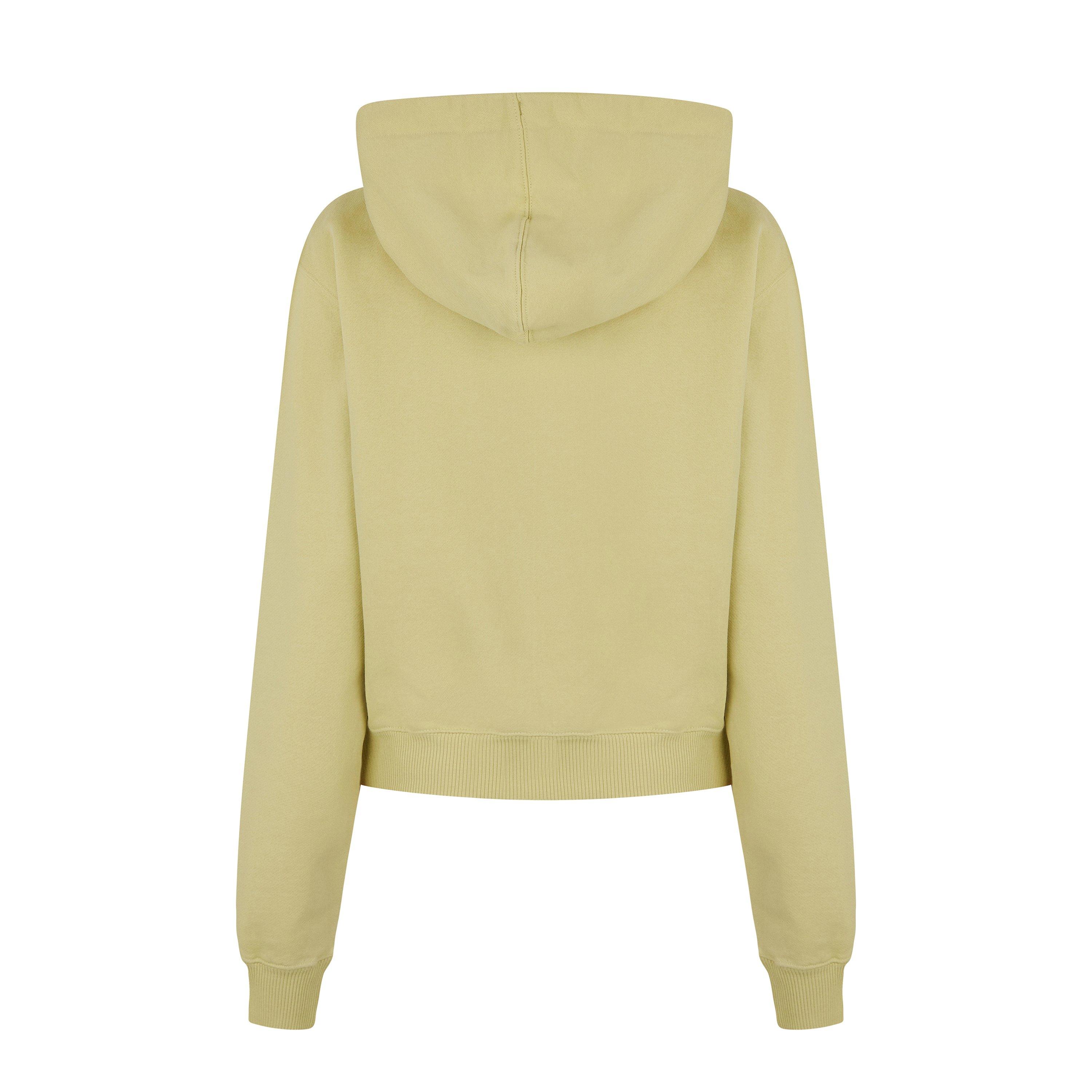 Green - Off White - Women's Stamp Cropped Hoodie, Cropped Design - 2