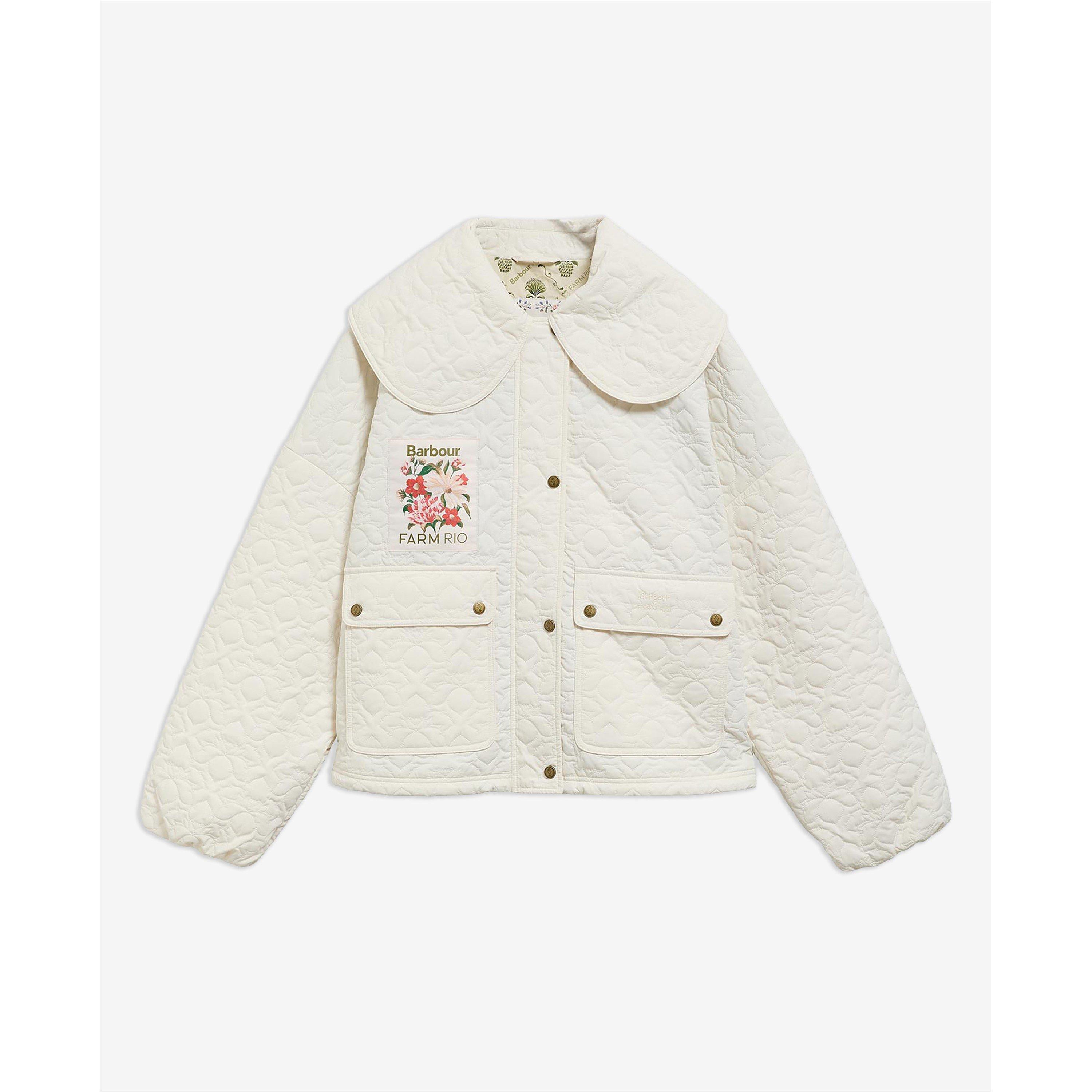 White Rose - Barbour x Farm Rio - Womens Quilted Jacket - 1