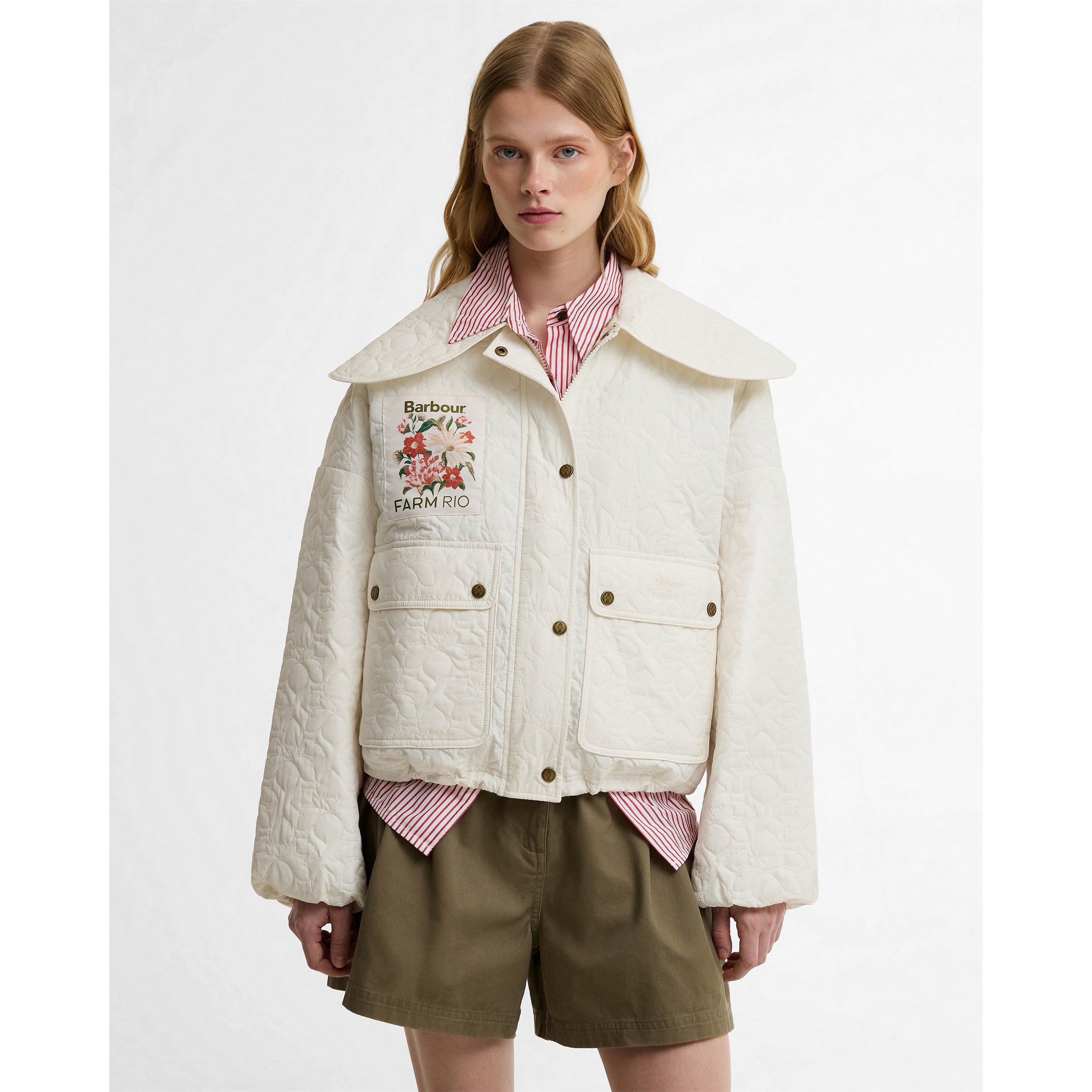 White Rose - Barbour x Farm Rio - Womens Quilted Jacket - 2