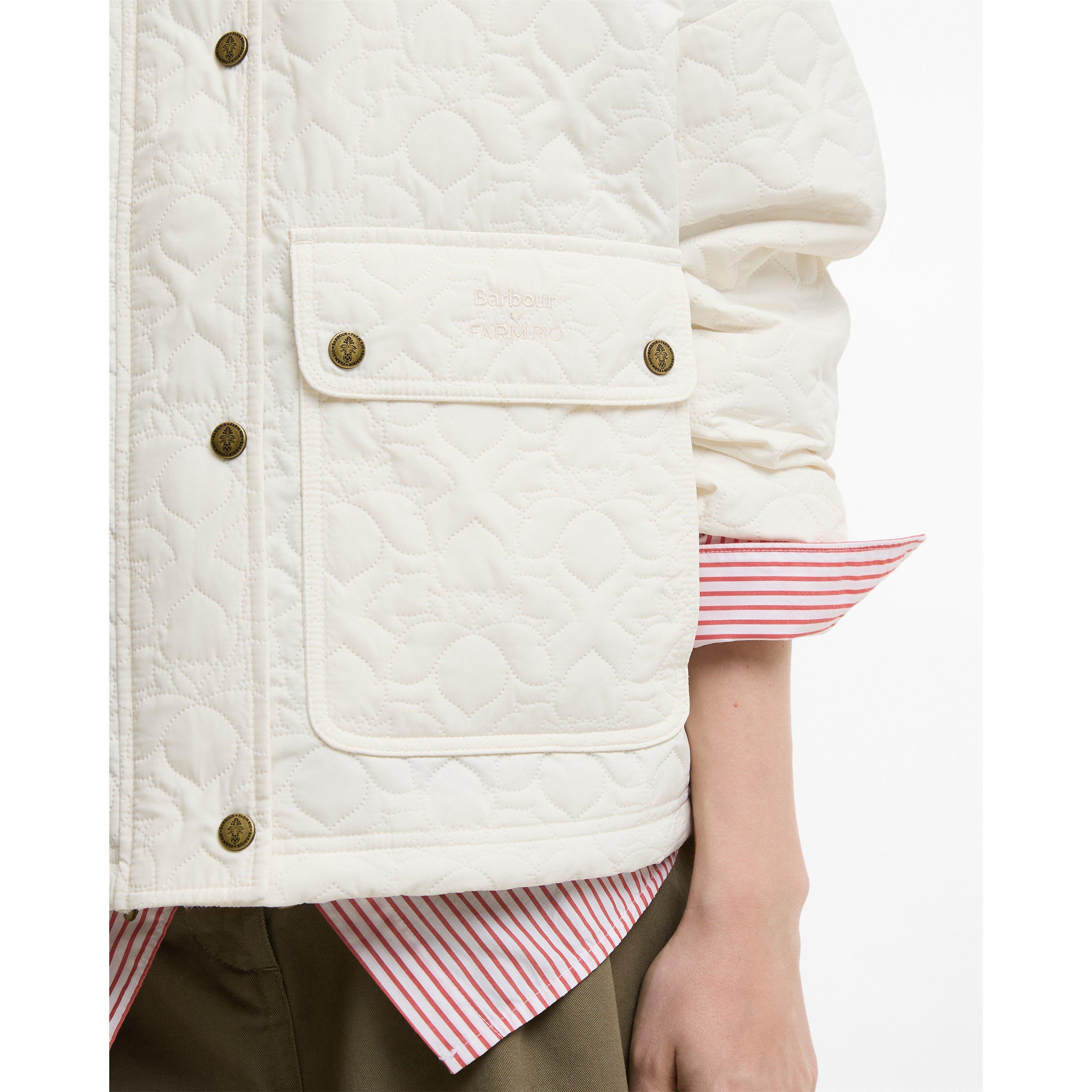 White Rose - Barbour x Farm Rio - Womens Quilted Jacket - 6
