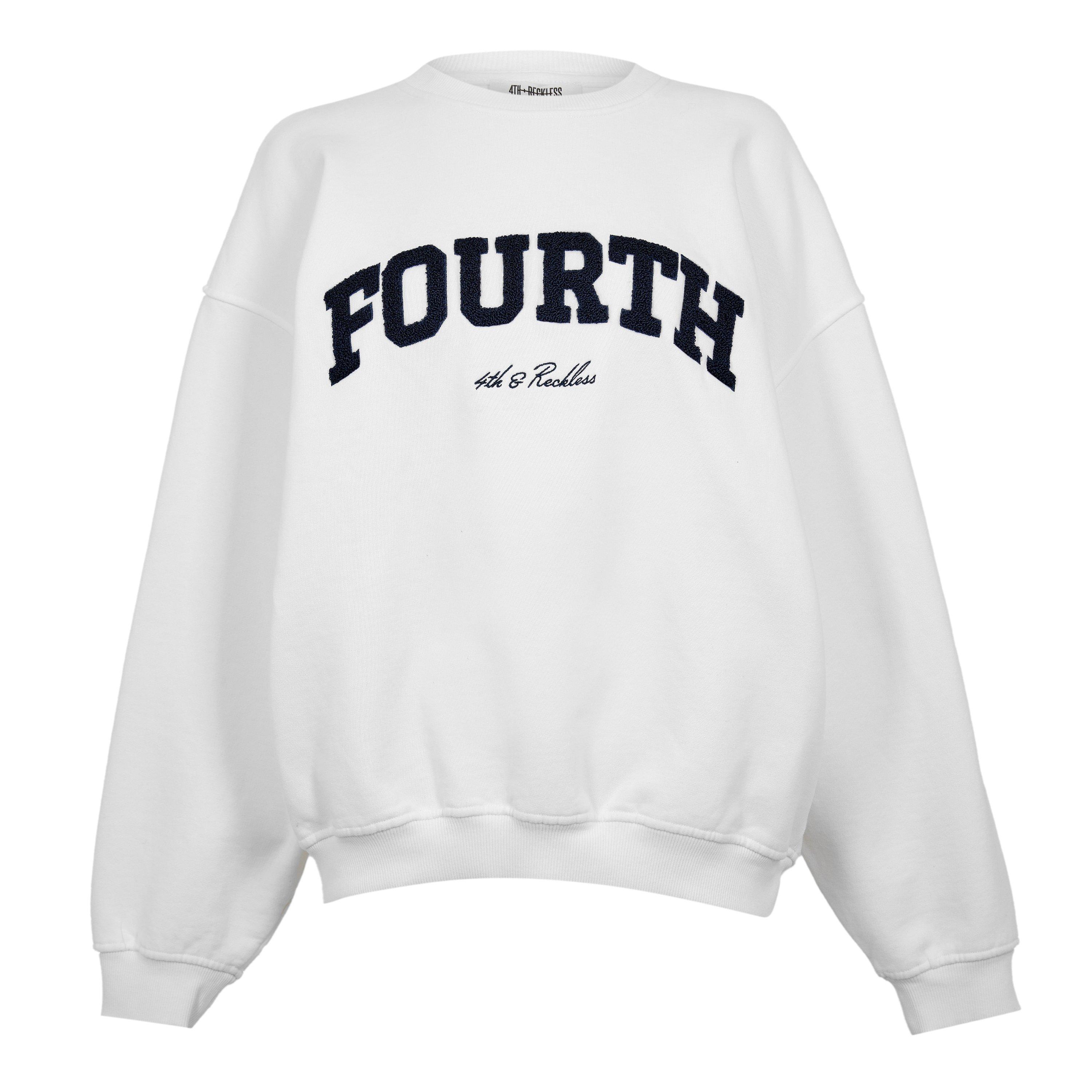 4Th And Reckless Women's Leon Logo Crew Sweatshirt - White - 12 (M)
