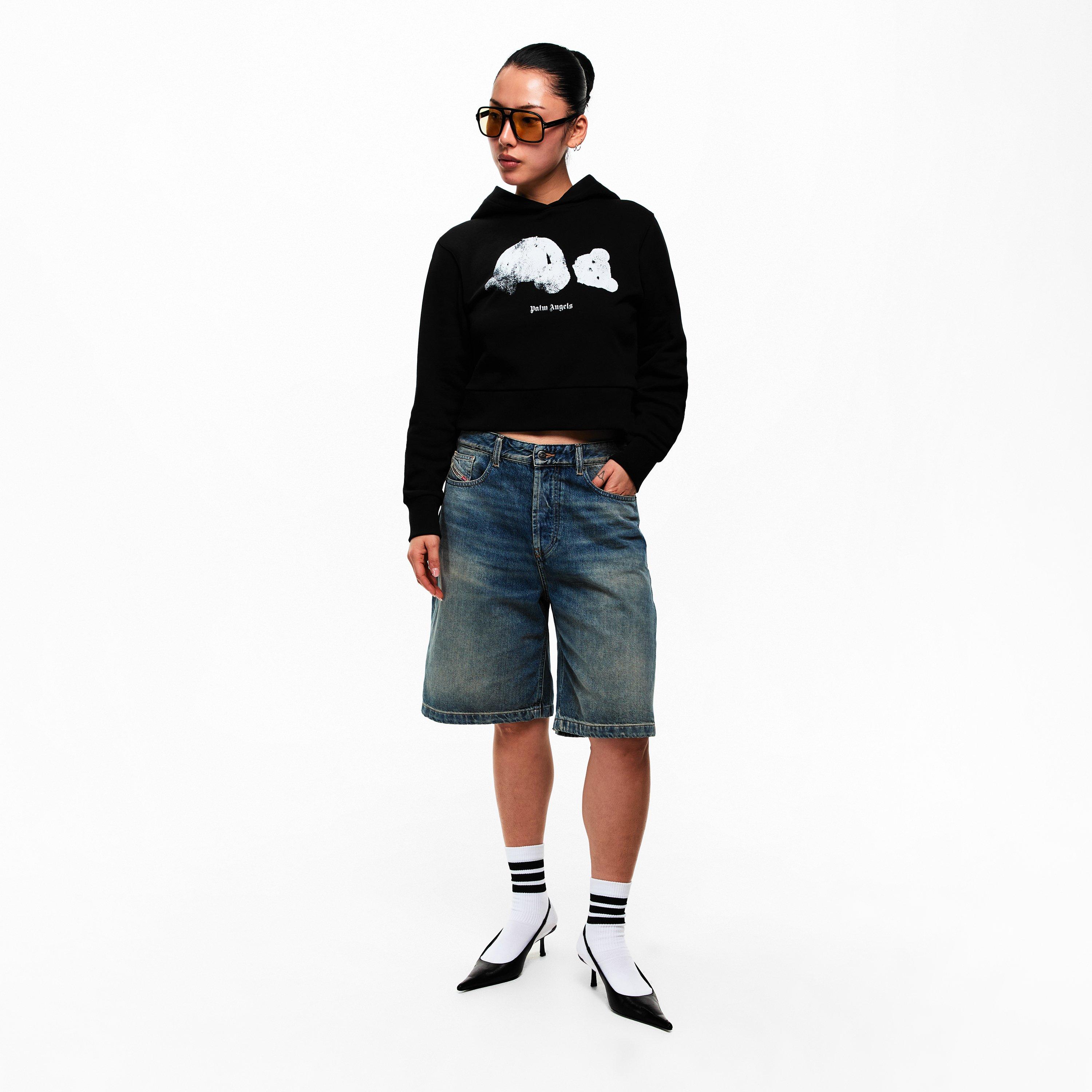 Blk/Wht - Palm Angels - Women's Kill Bear Pull Over Hoodie - 6