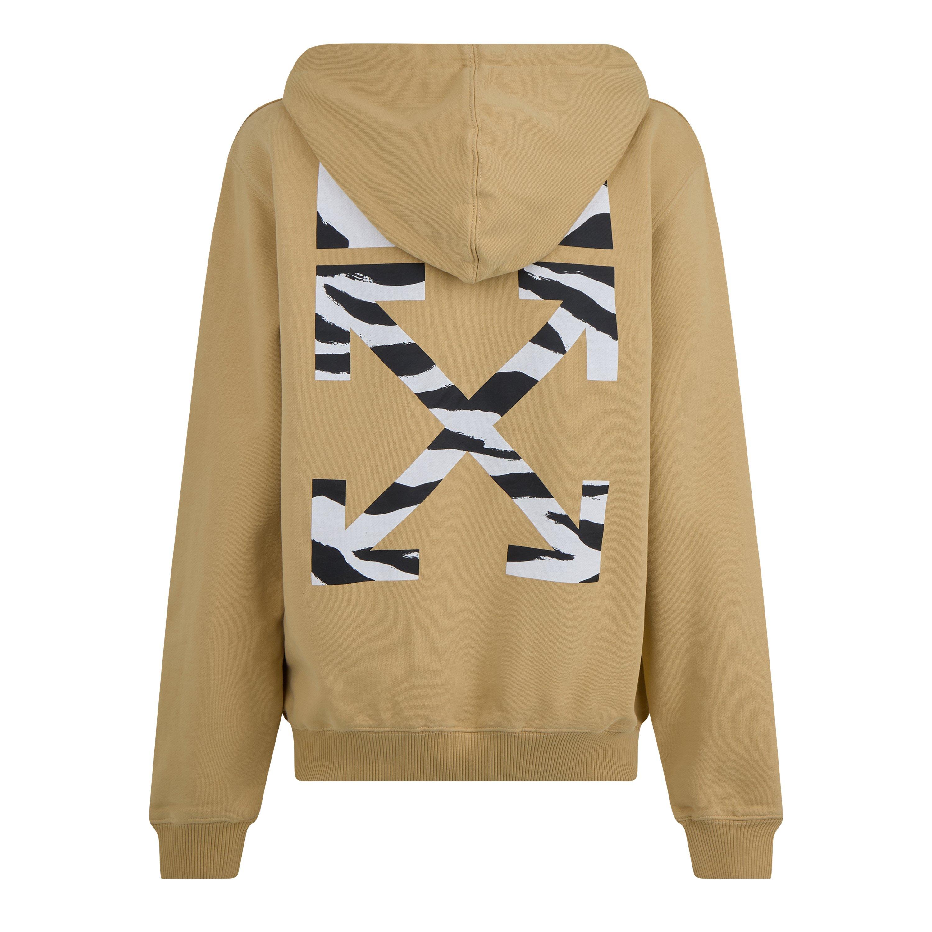 Black Zebra - Off White - Women's Zebra Print Logo Design Hoodie - 2
