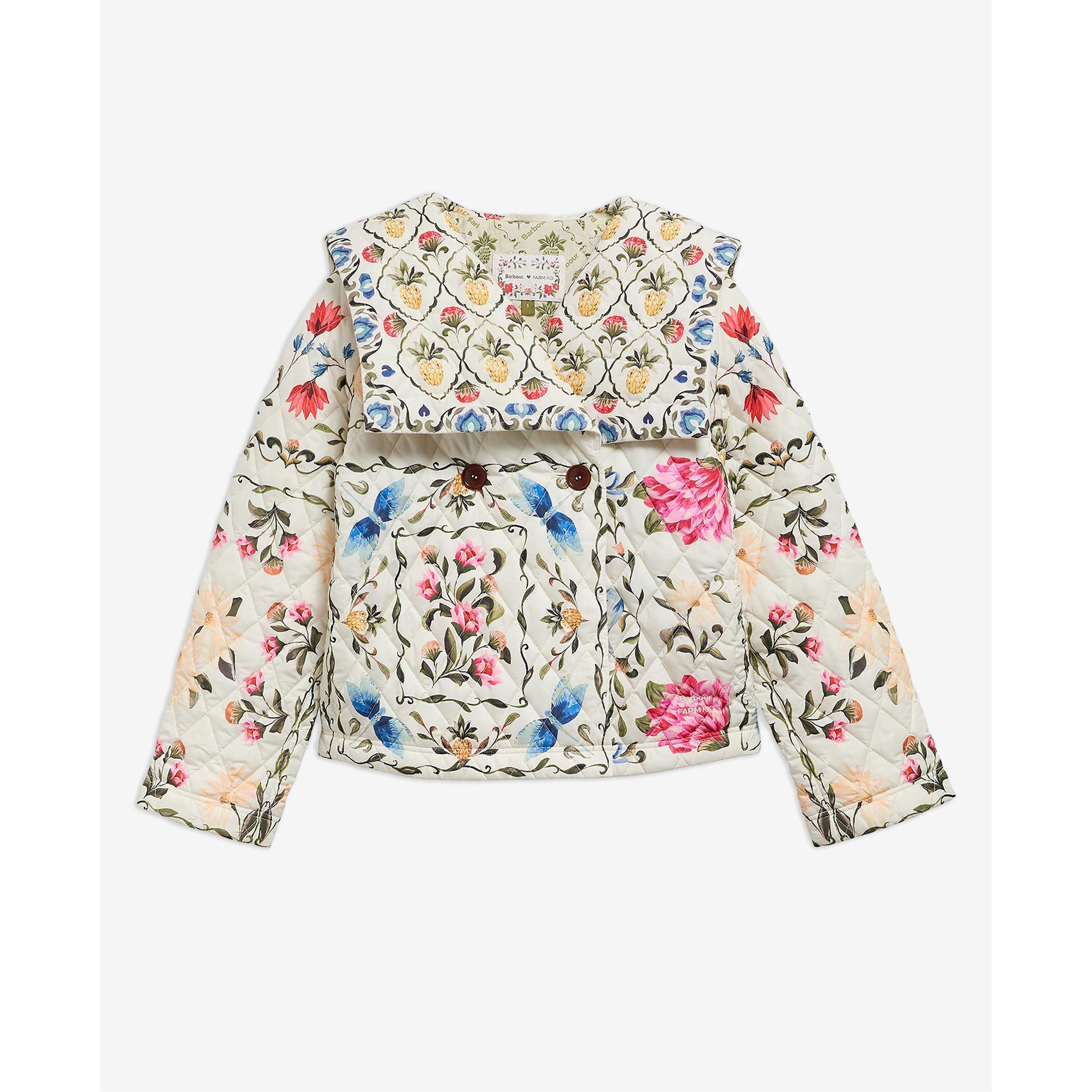 Cream\Fl Cream - Barbour x Farm Rio - Womens Quilted Jacket - 1