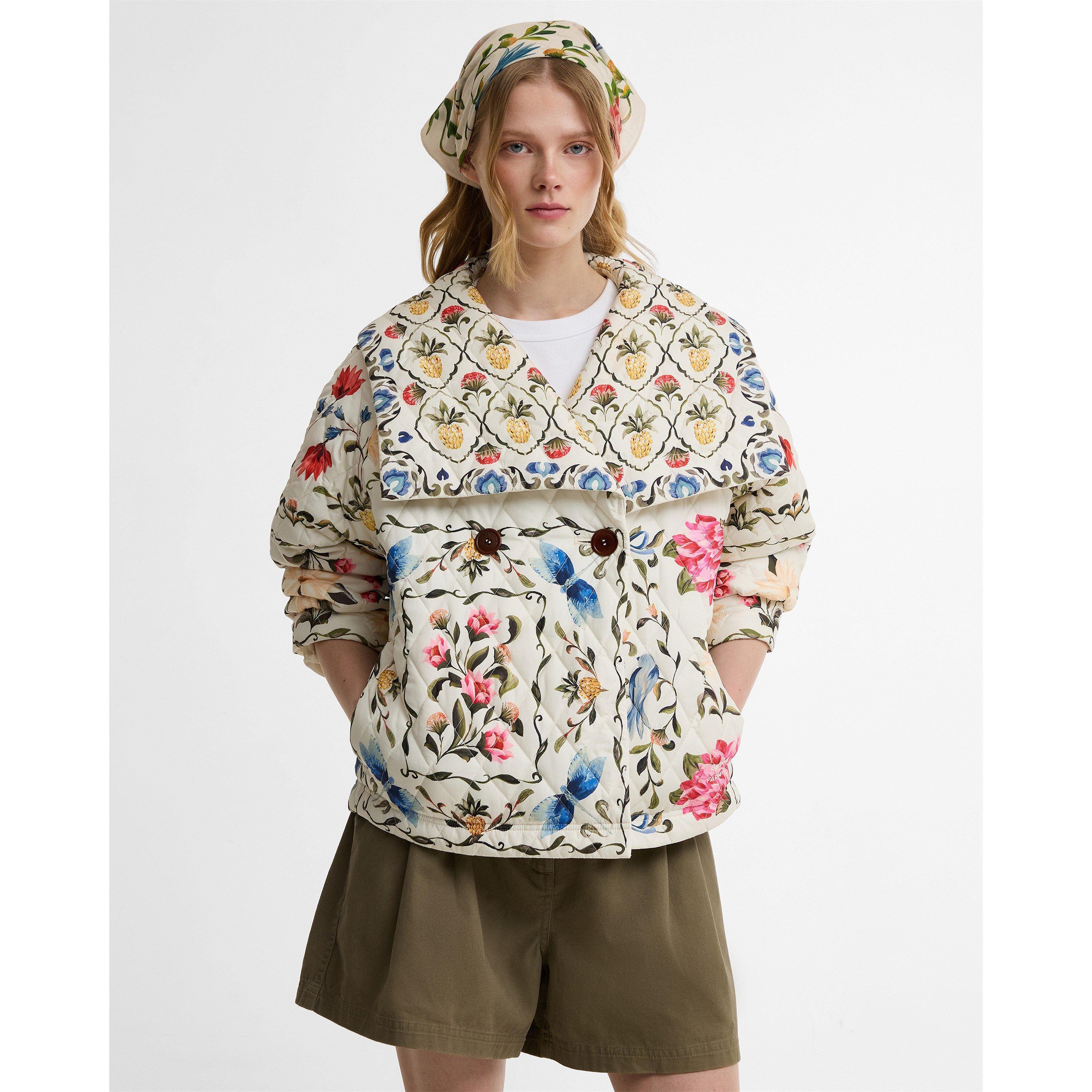 Cream\Fl Cream - Barbour x Farm Rio - Womens Quilted Jacket - 2