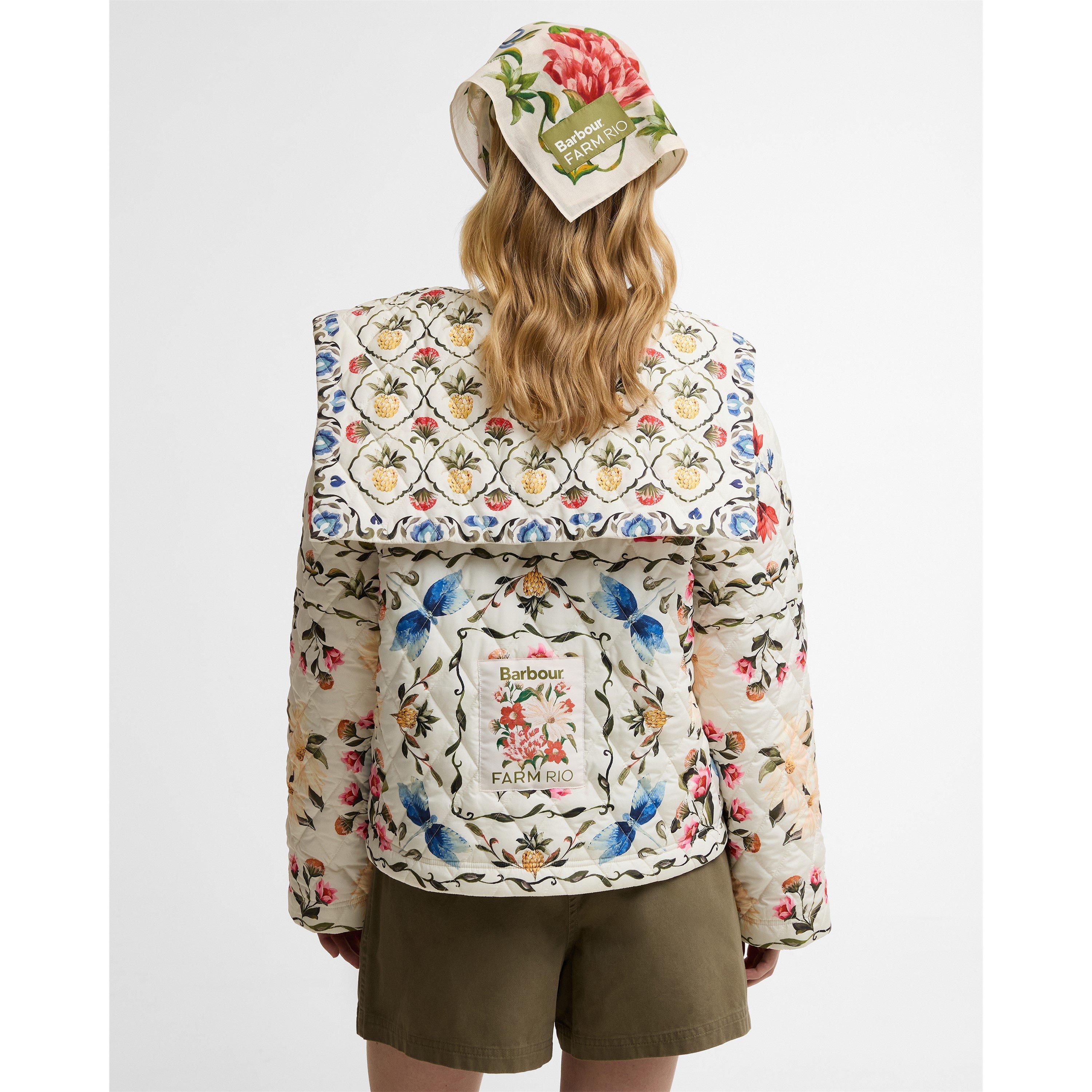 Cream\Fl Cream - Barbour x Farm Rio - Womens Quilted Jacket - 3