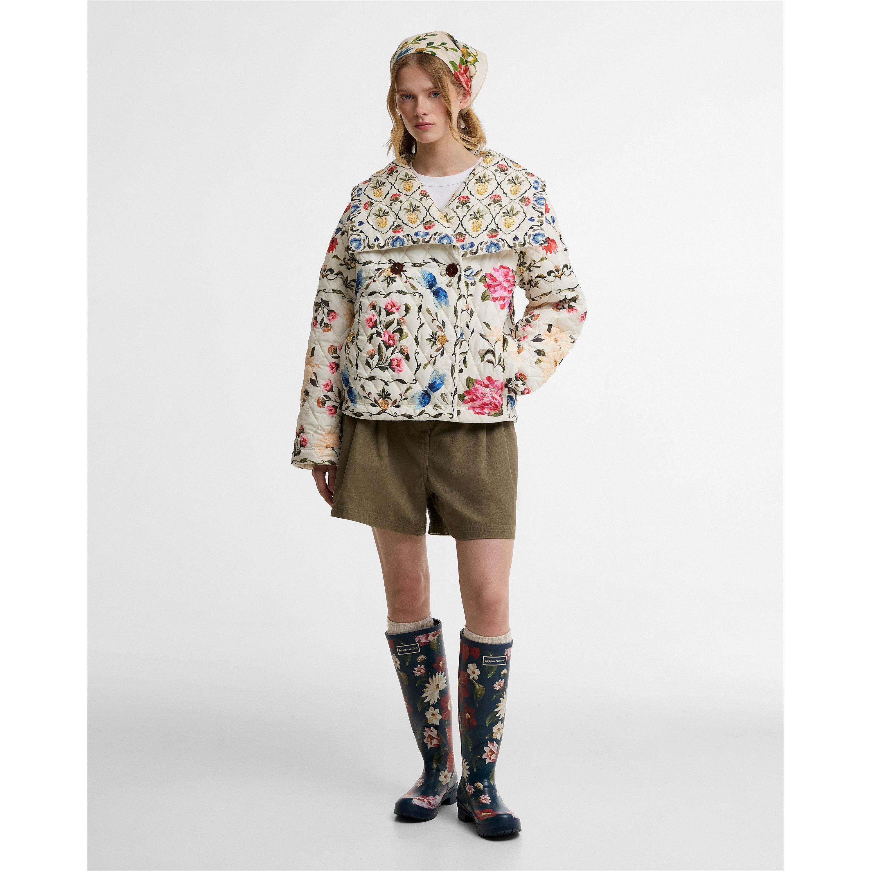 Cream\Fl Cream - Barbour x Farm Rio - Womens Quilted Jacket - 7