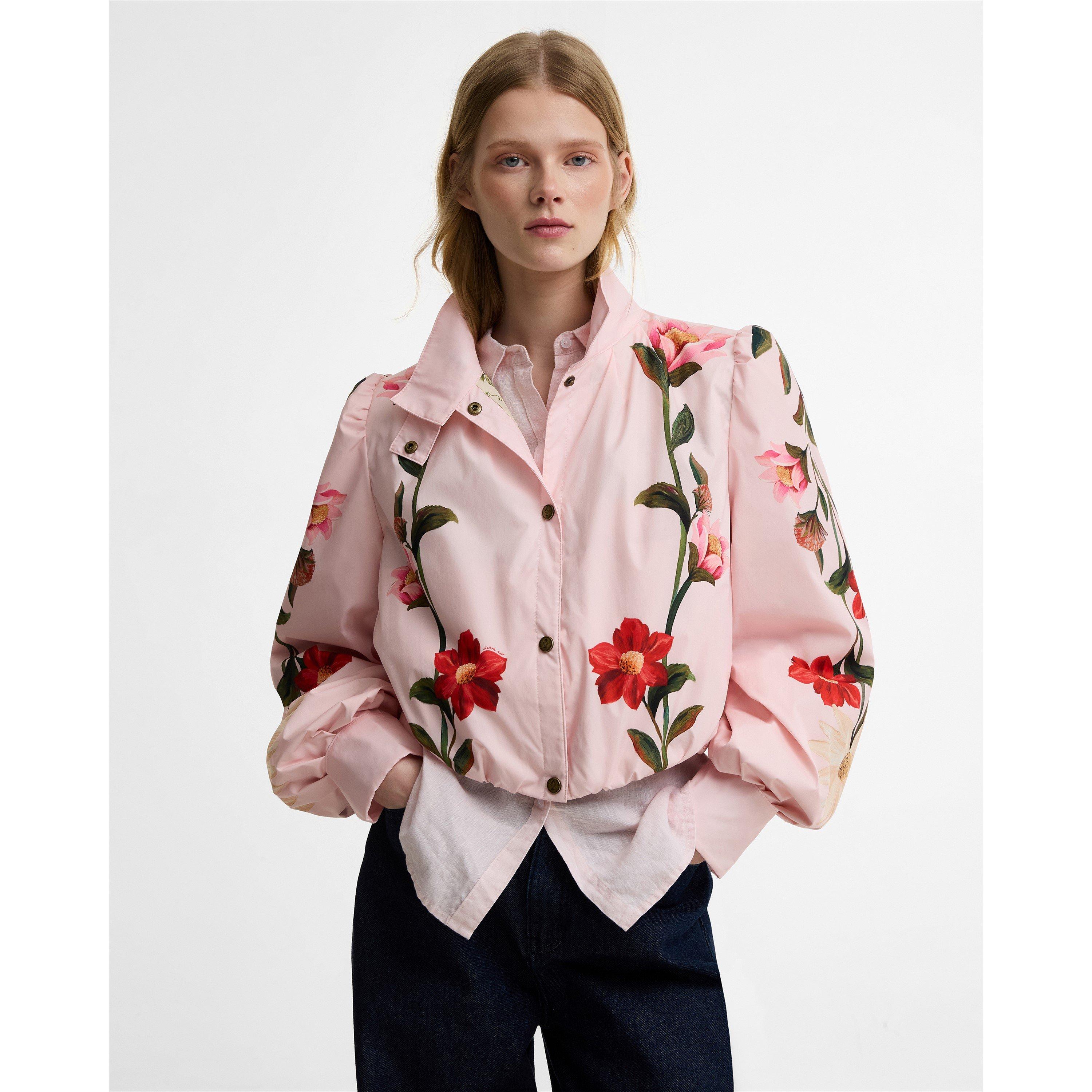 Pink /Cream Fl - Barbour x Farm Rio - Womens Bomber Jacket - 2
