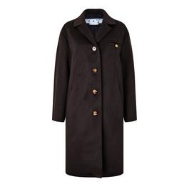 Off White Brushed Virgin Wool Blend Coat