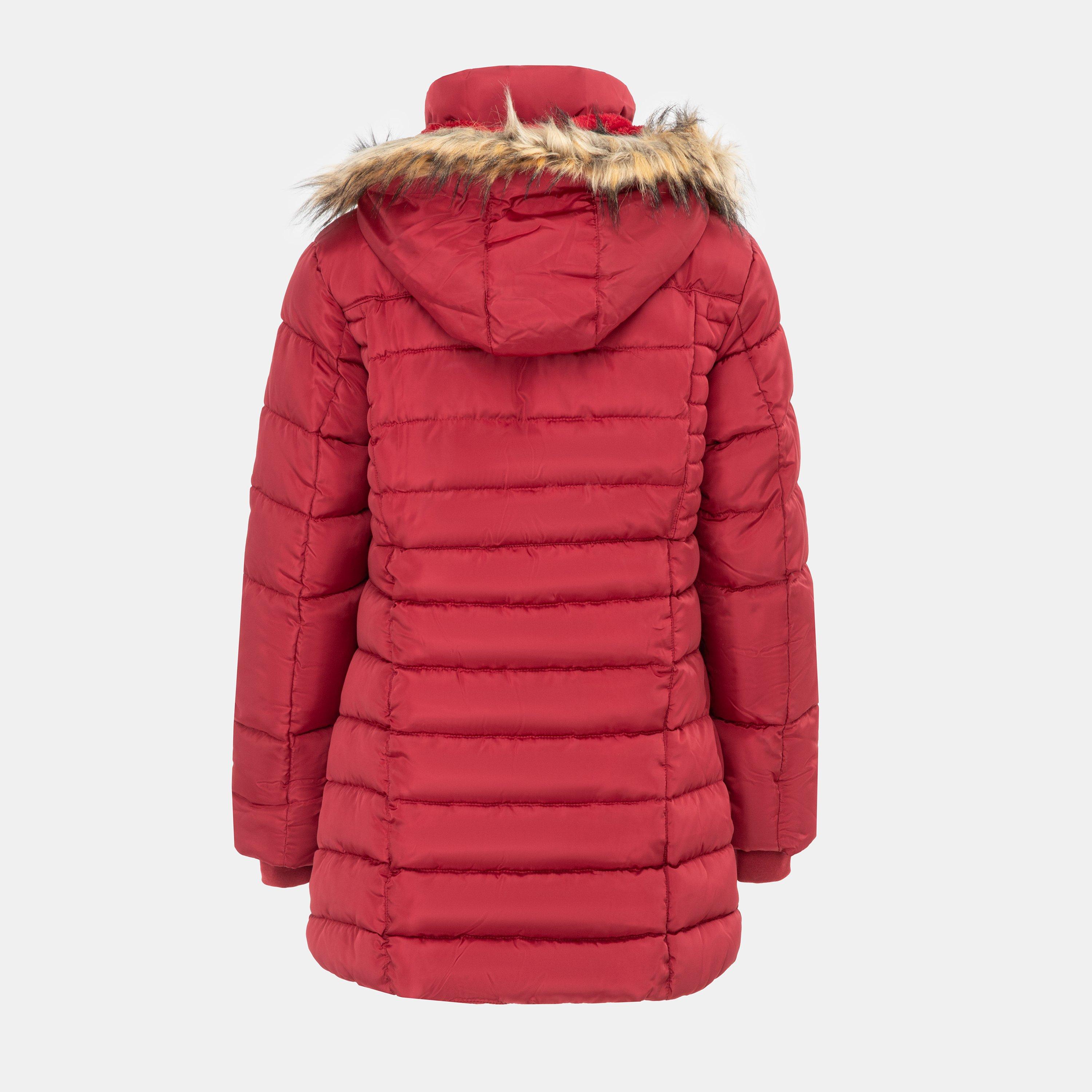 Burgundy - I Saw It First - Women's ISIF Detachable Hood Sherpa Lined Knee Length Parka - 2