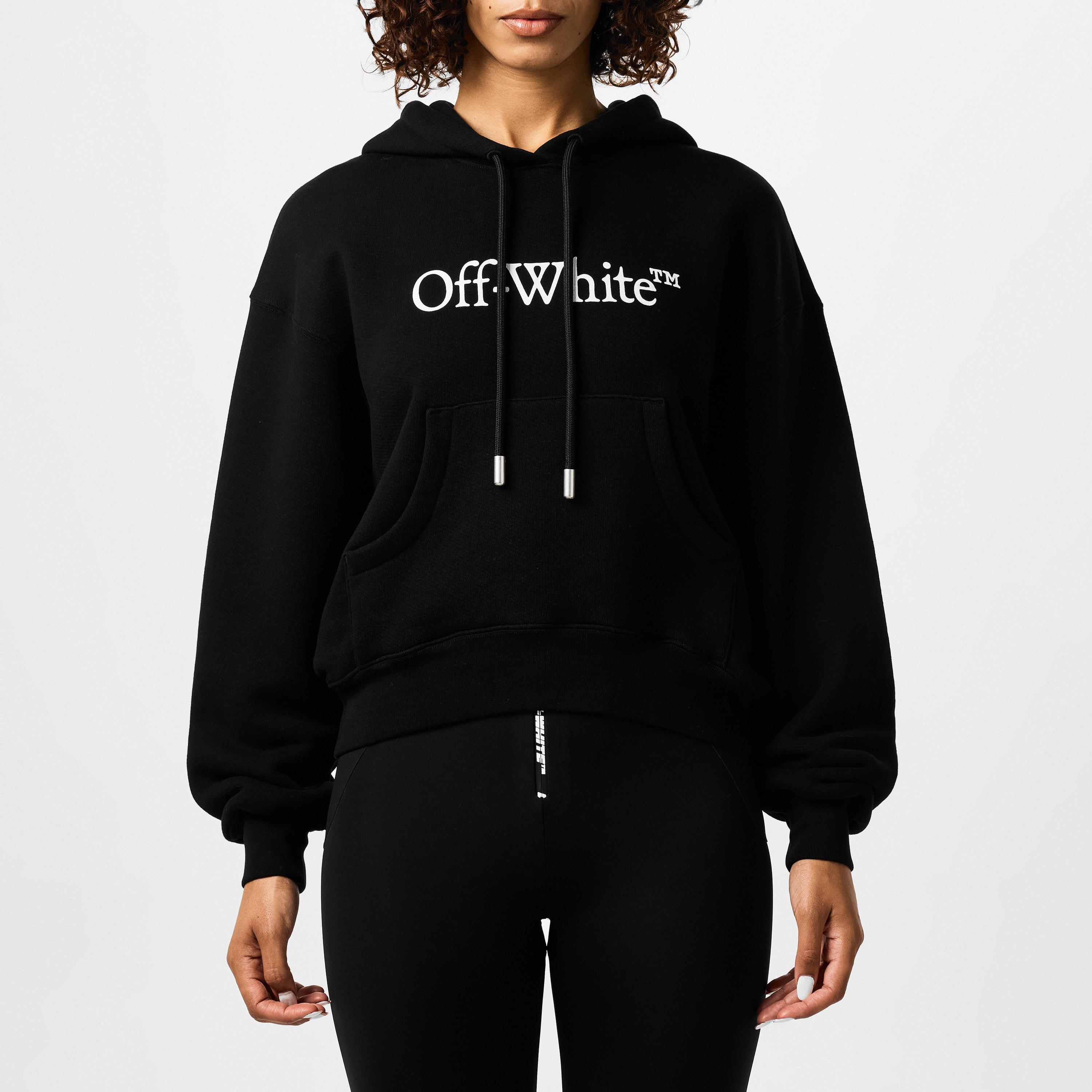 Black - Off White - Women's Logo Bookish Cotton Pull Over Hoodie - 1