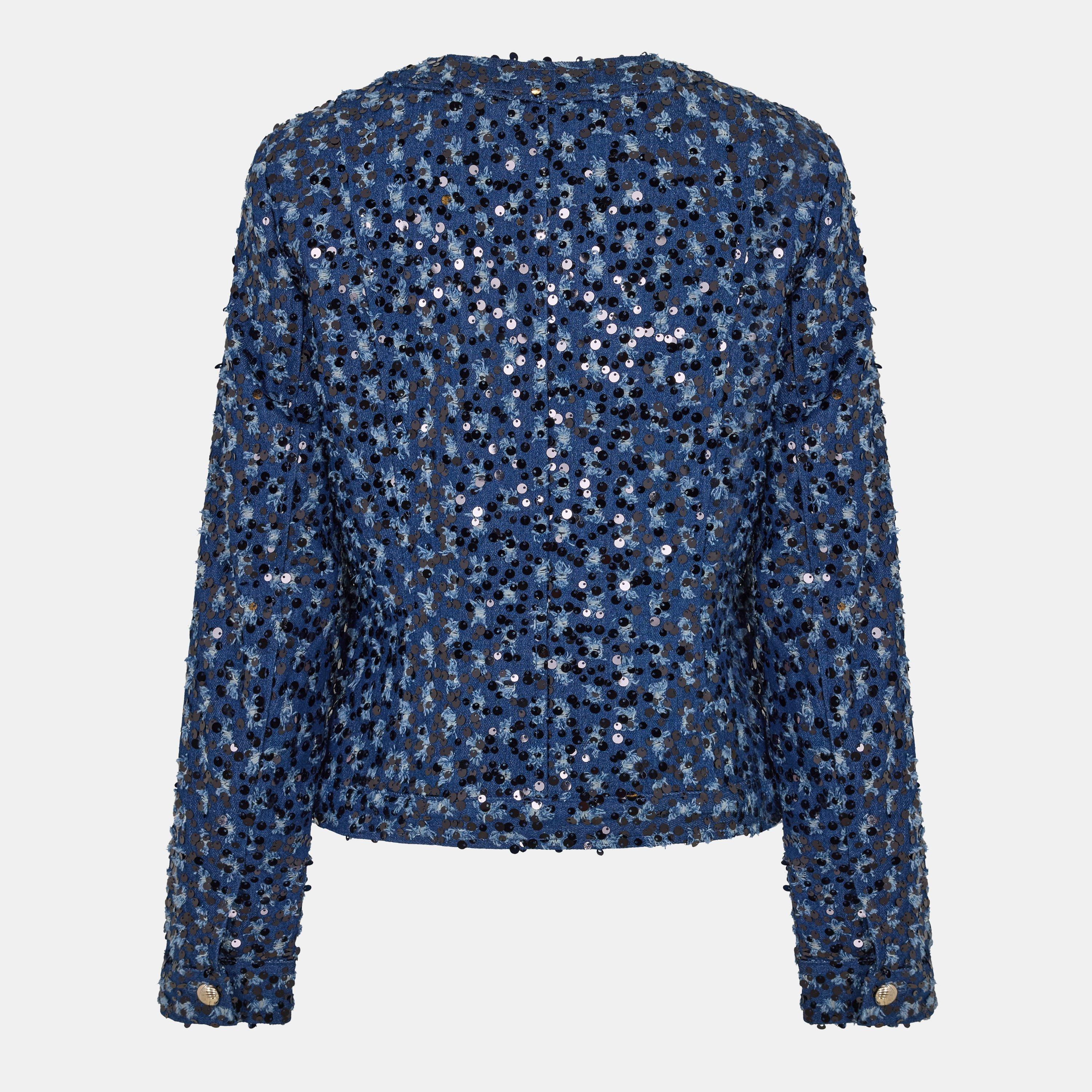 Blue - Karl Lagerfeld - Women's Classic Denim Structured Fit Denim Jacket - 2