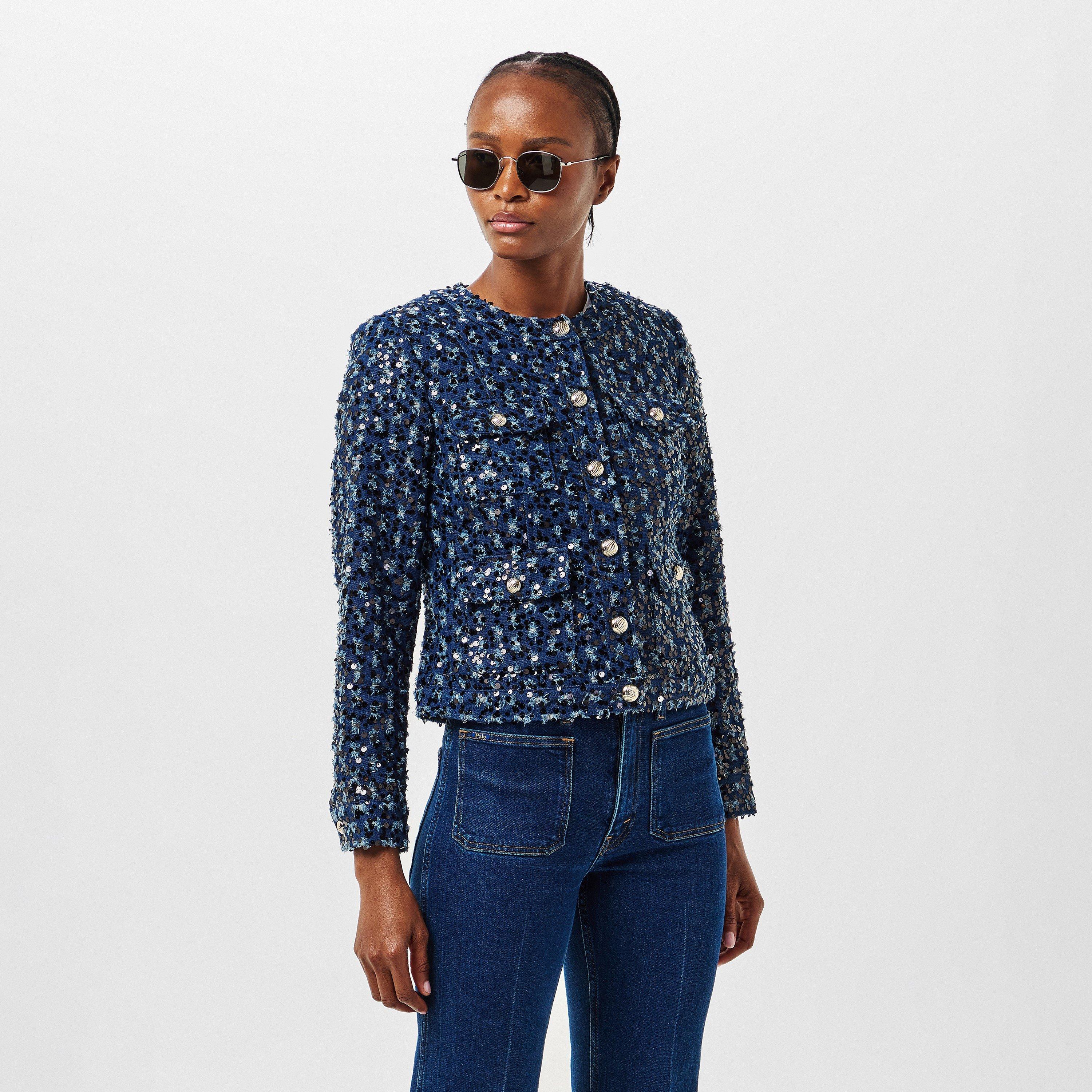 Blue - Karl Lagerfeld - Women's Classic Denim Structured Fit Denim Jacket - 3