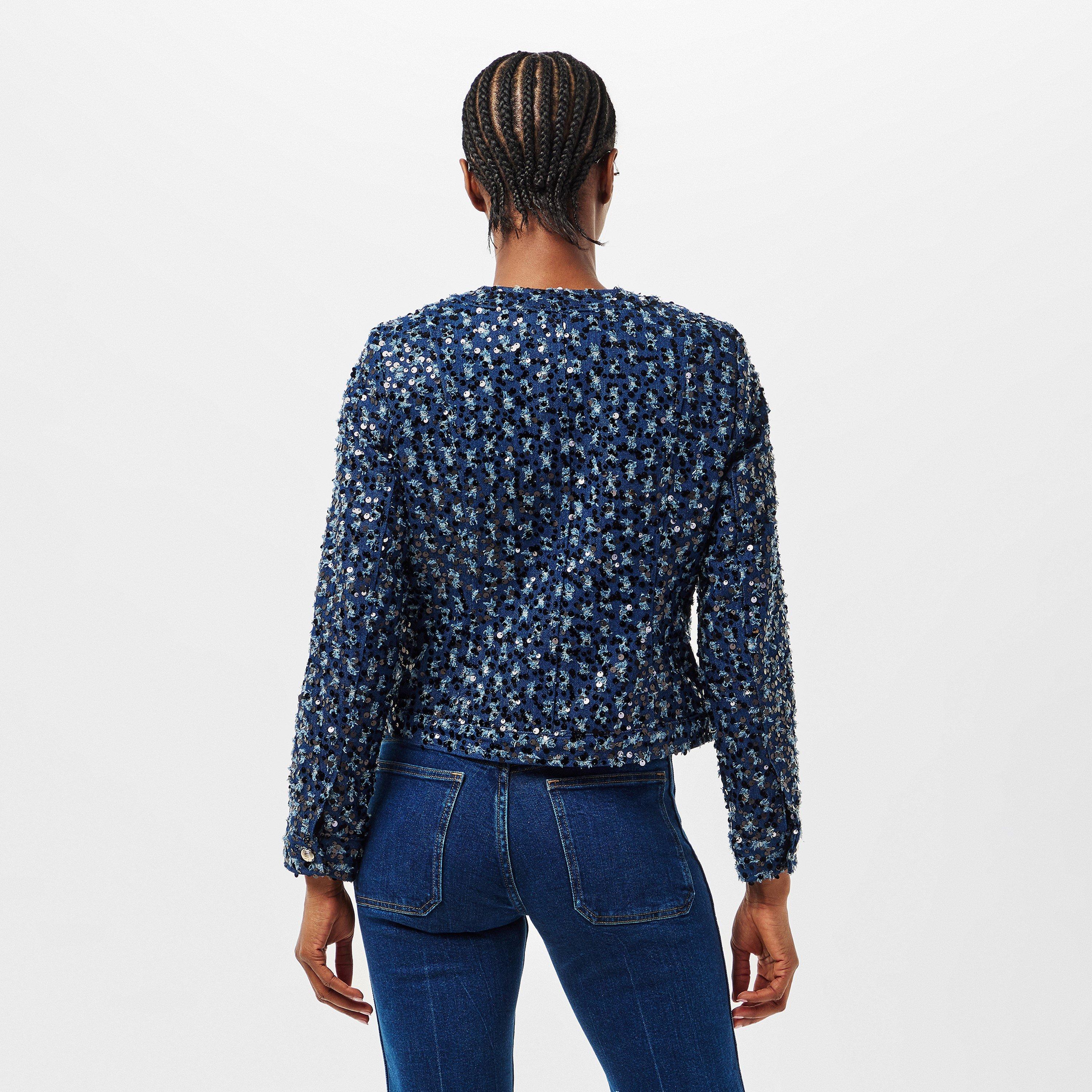 Blue - Karl Lagerfeld - Women's Classic Denim Structured Fit Denim Jacket - 4