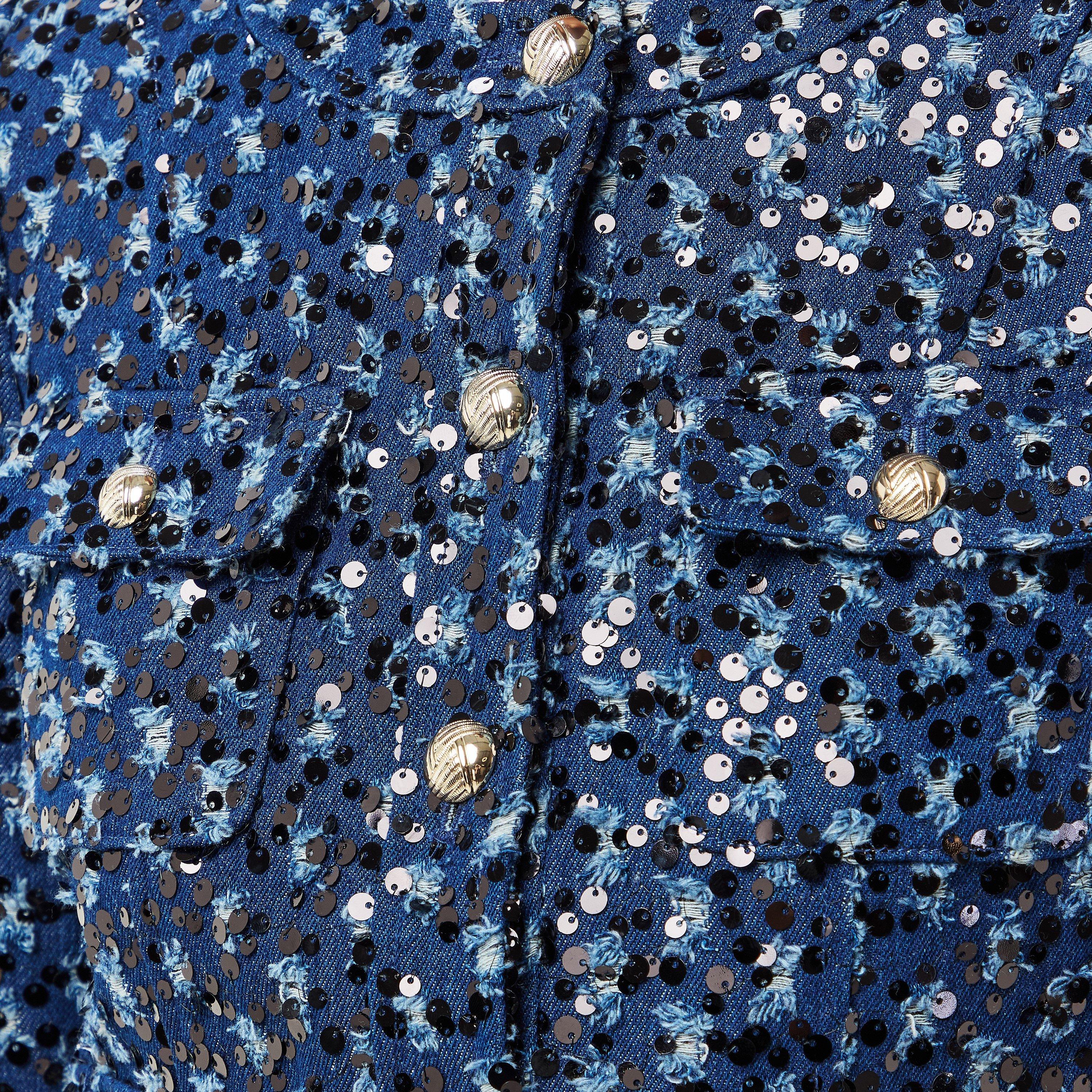 Blue - Karl Lagerfeld - Women's Classic Denim Structured Fit Denim Jacket - 5