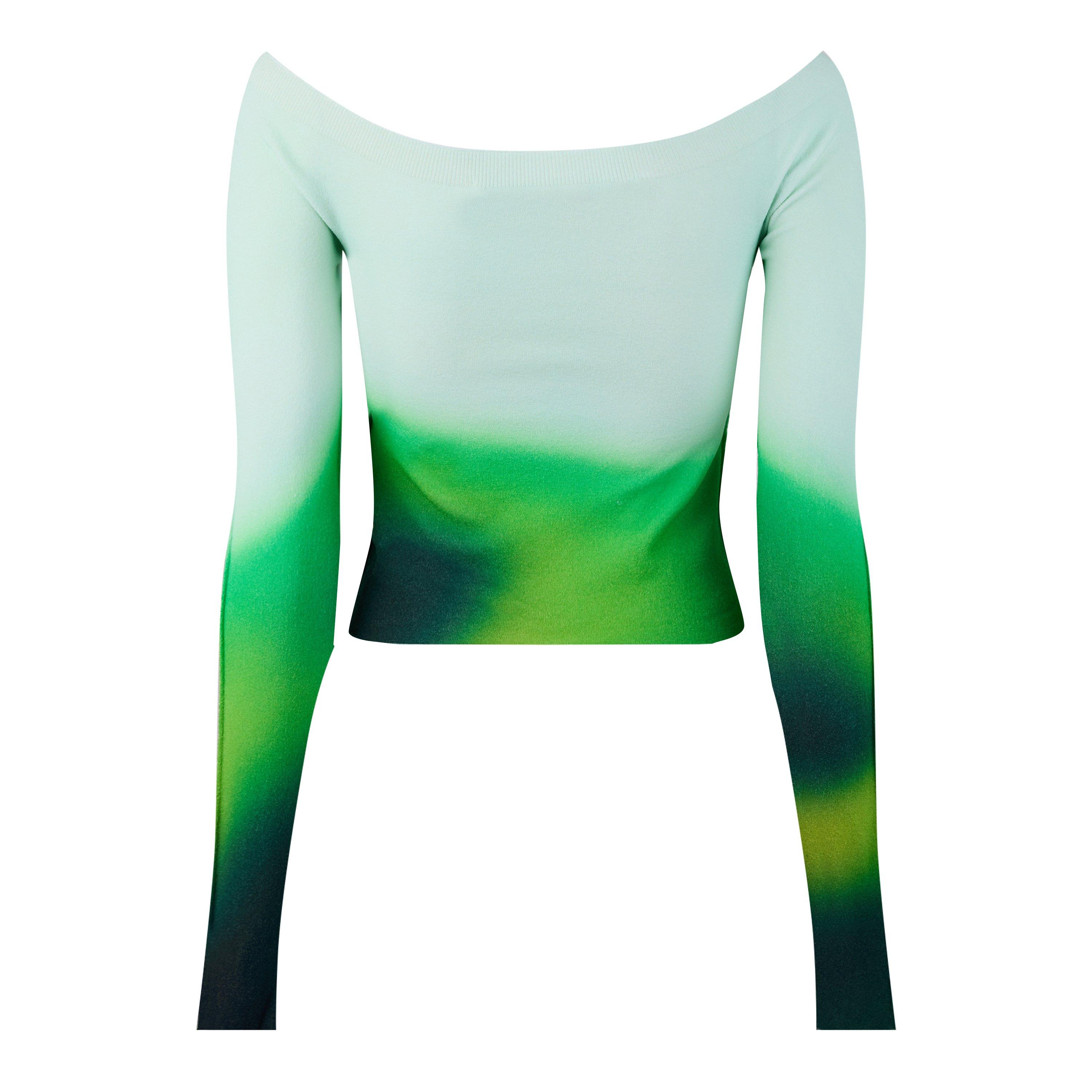 Grøn Blå - Off White - Women's Blurred Gradient Design Top - 2