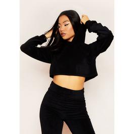 Missy Empire Velour Cropped Hoodie