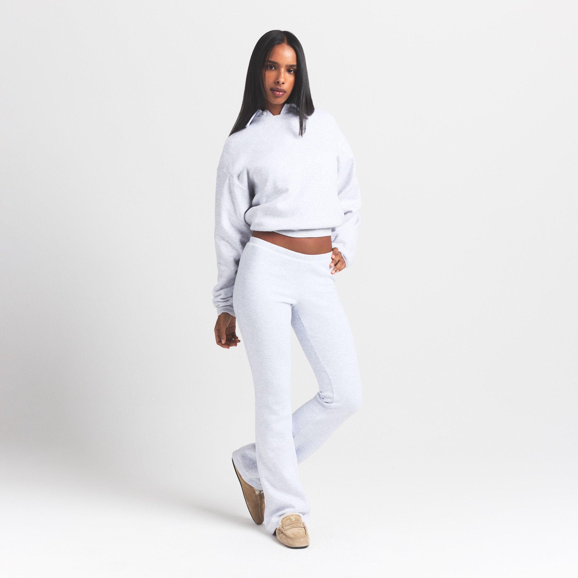 L Heather Grey - SKIMS - Women's Polo Cotton Cropped 1/4 Zip Fleece Top - 4