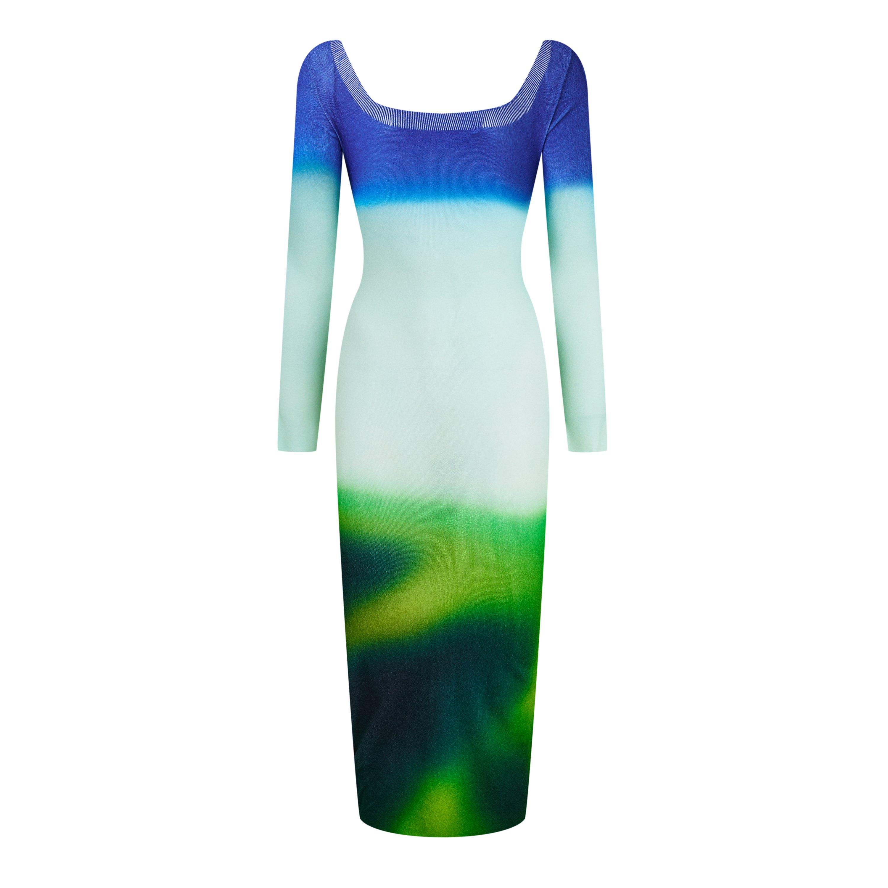 Grün Blau - Off White - Women's Blurred Graphic Print Dress - 2