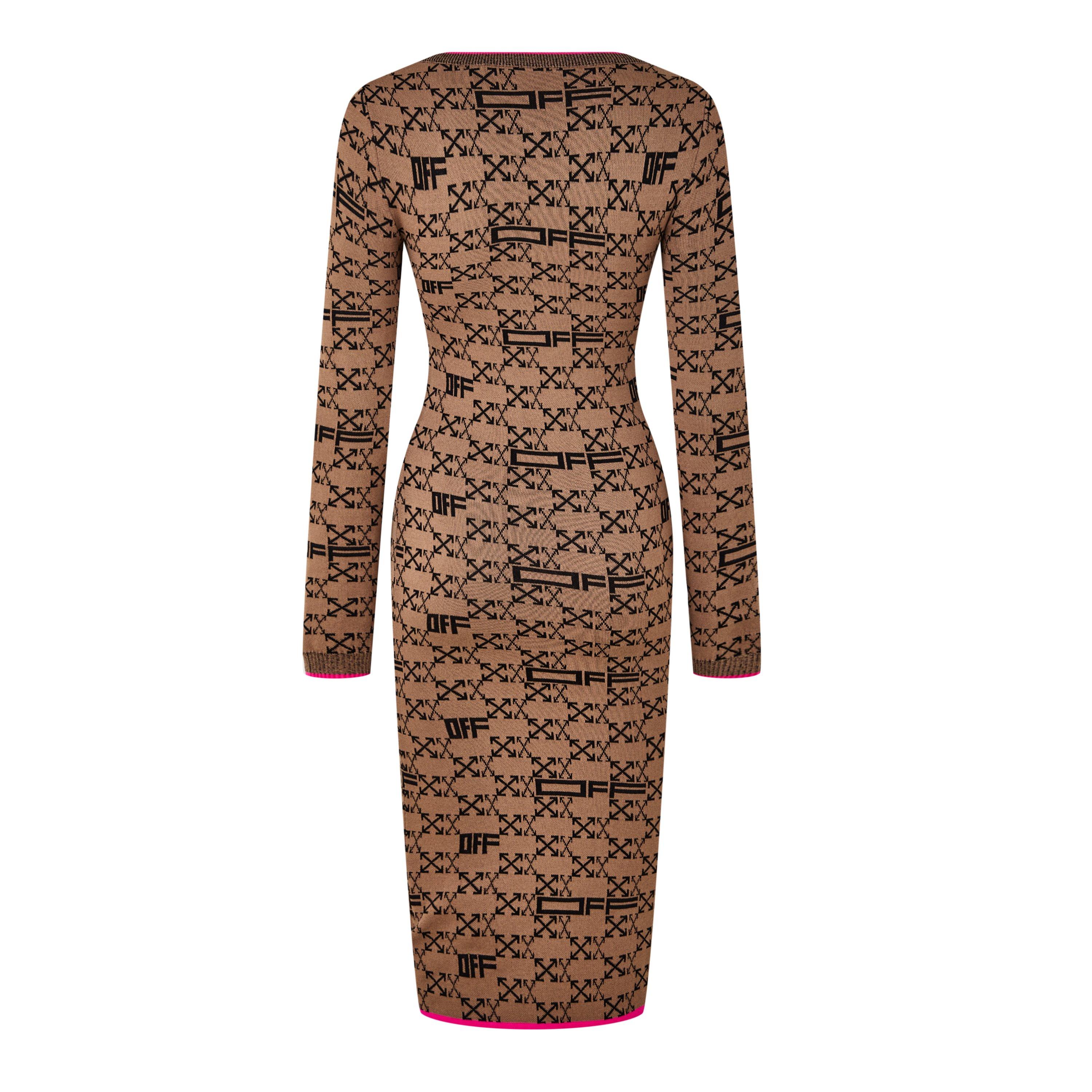 Braun Schwarz - Off White - Women's Monogram Logo Print Dress, All Over Logo - 2