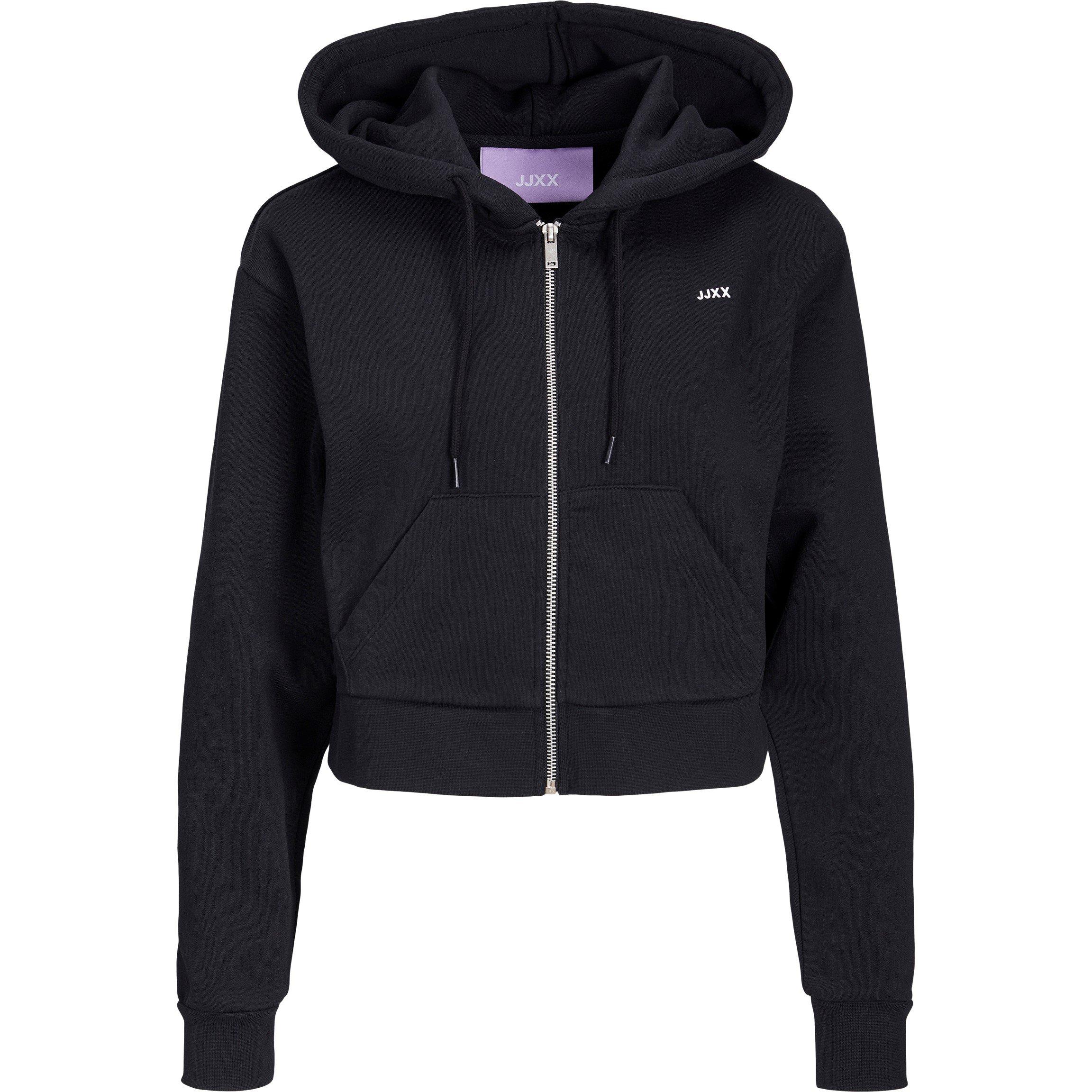 Nero - JJXX - Abbie Long-Sleeve Zipped Cropped Hoodie - 6
