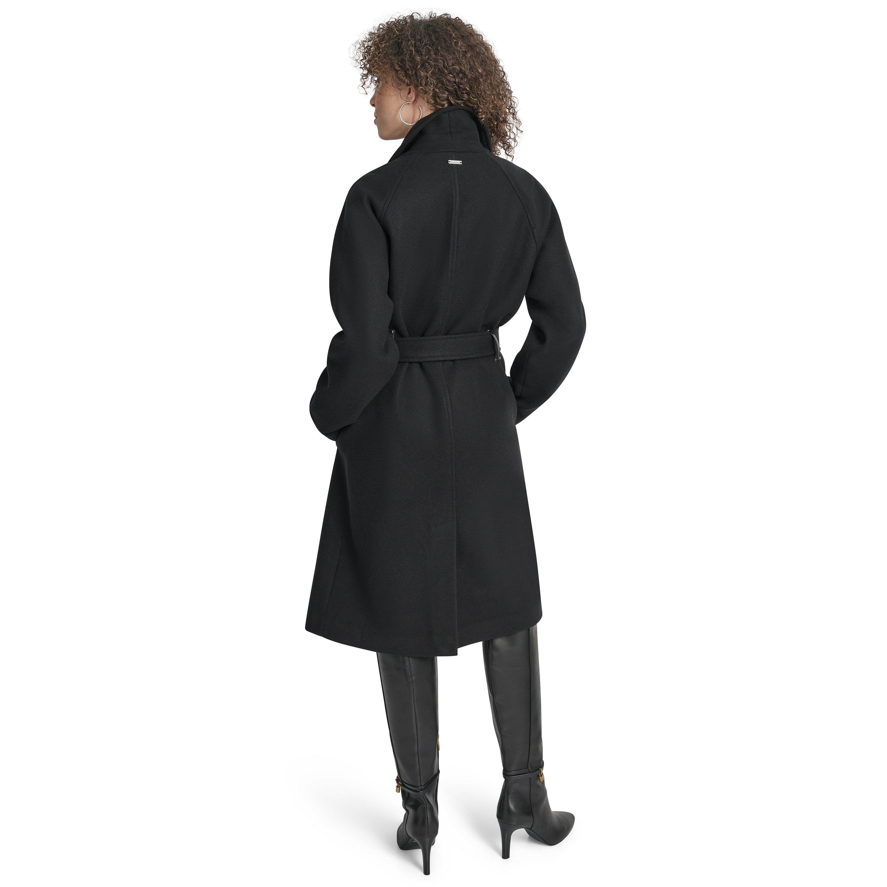 Preto - DKNY - Women's Wrap Overcoat - 2