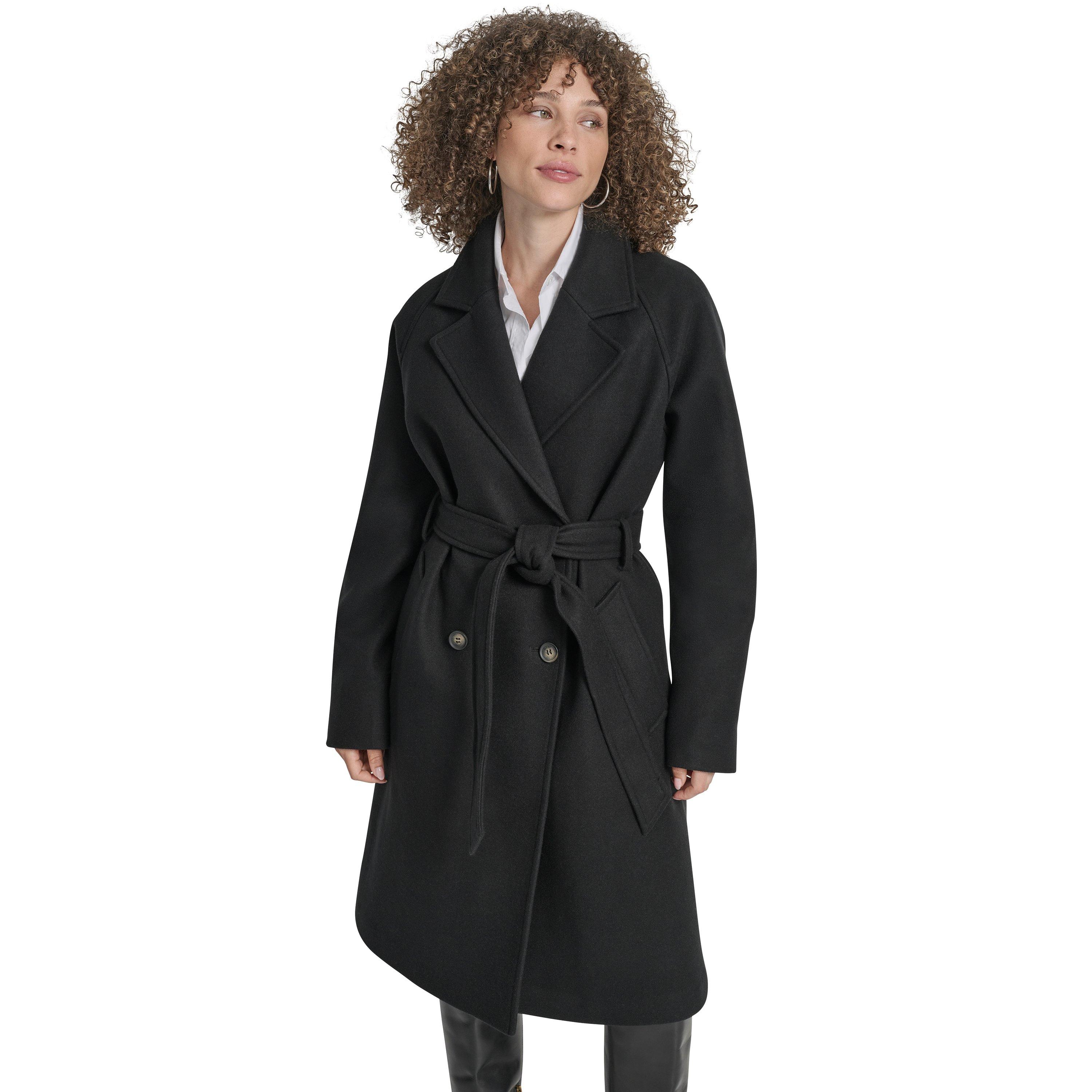 Preto - DKNY - Women's Wrap Overcoat - 8