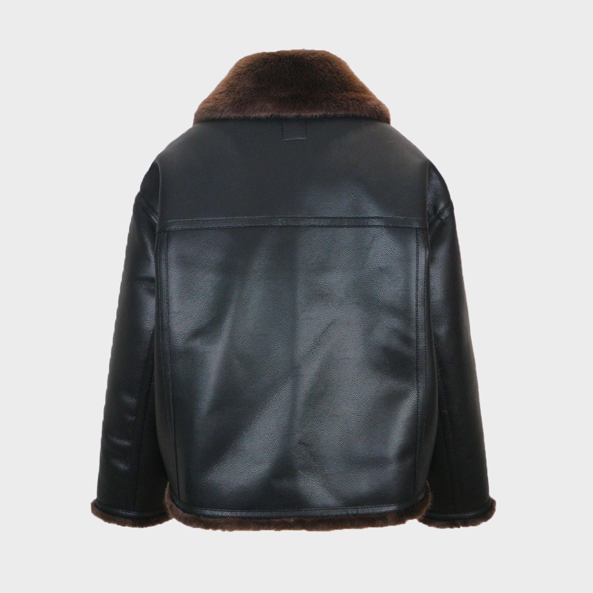 Preto - Biba - Women's Wind Resistant Hip Length Long Sleeve Faux Leather Jacket - 2