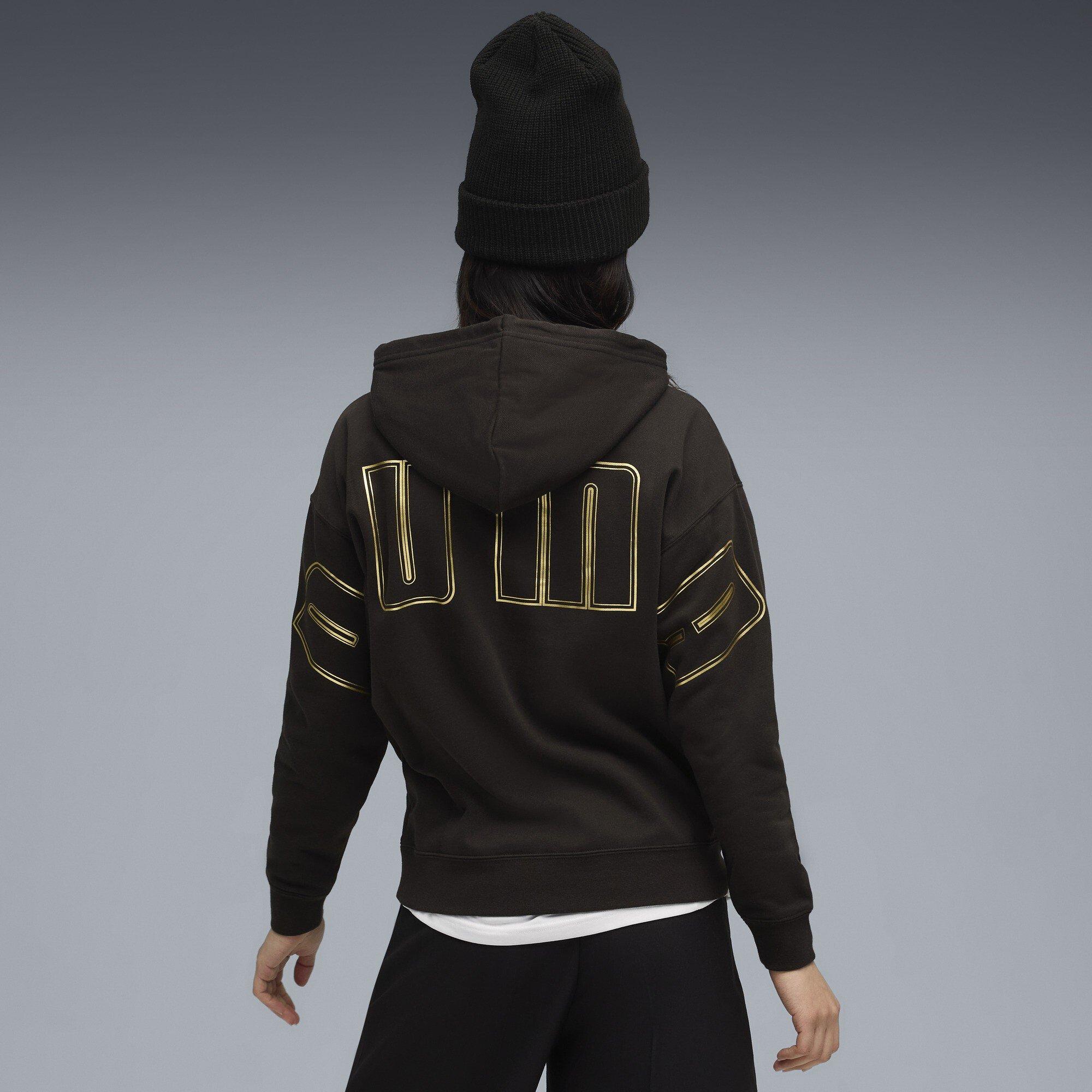 Puma Black - Puma - Women's Maximal Metallic Comfort Tech Fleece Overhead Hoodie - 4
