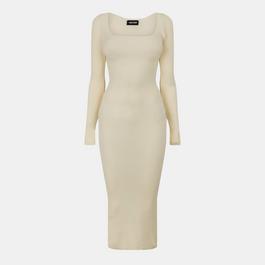 Missy Empire Knit Square Neck Midi Dress Womens