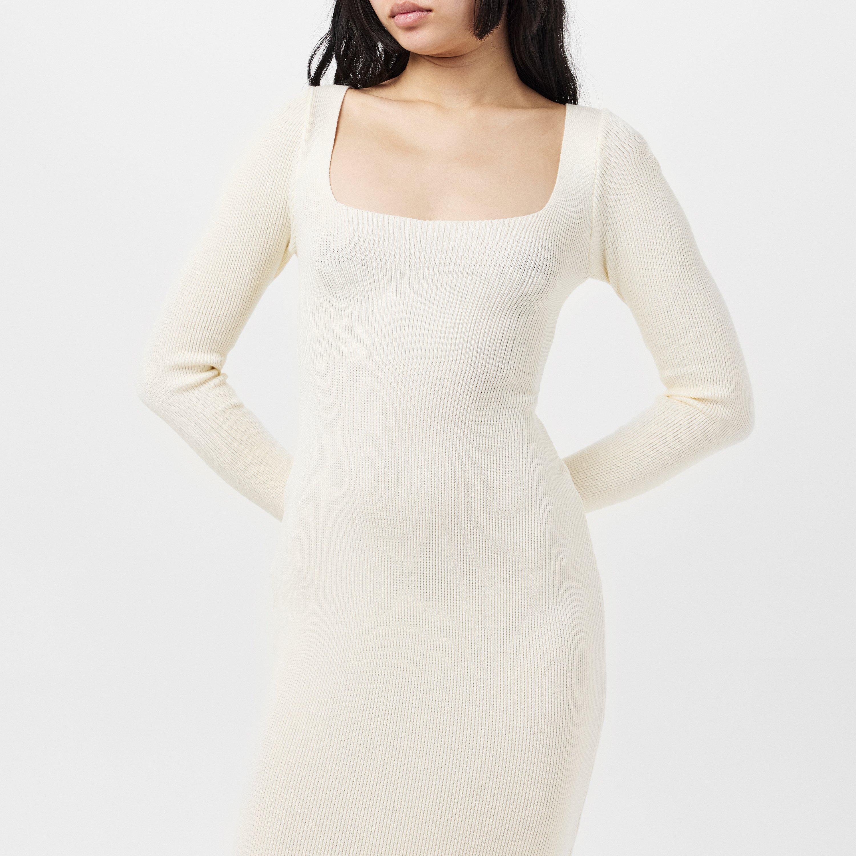 Creme - Missy Empire - Knit Square Neck Midi Dress Womens - 3