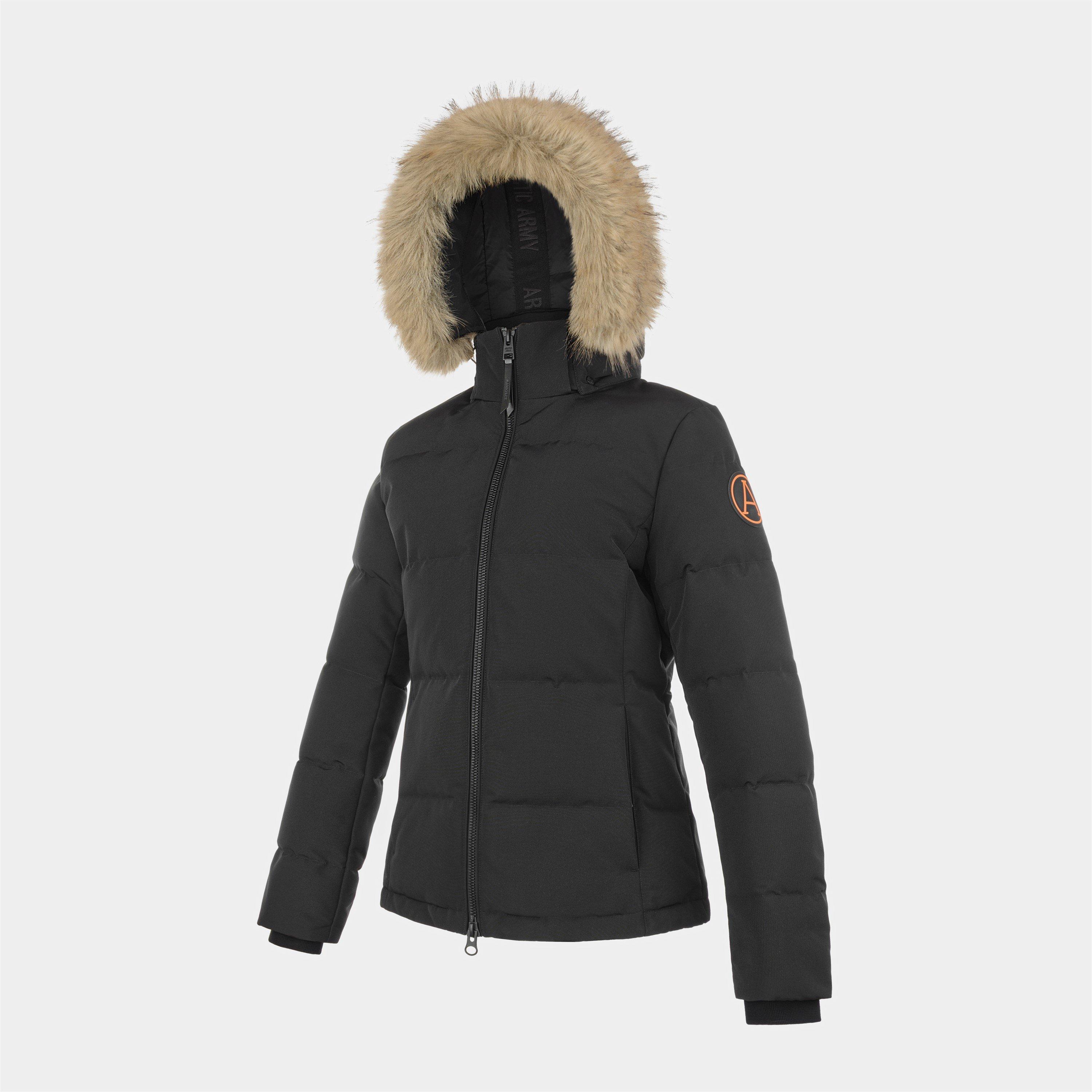 Black - Arctic Army - Women's Hooded Long Sleeve Weather Resistant Parka - 3