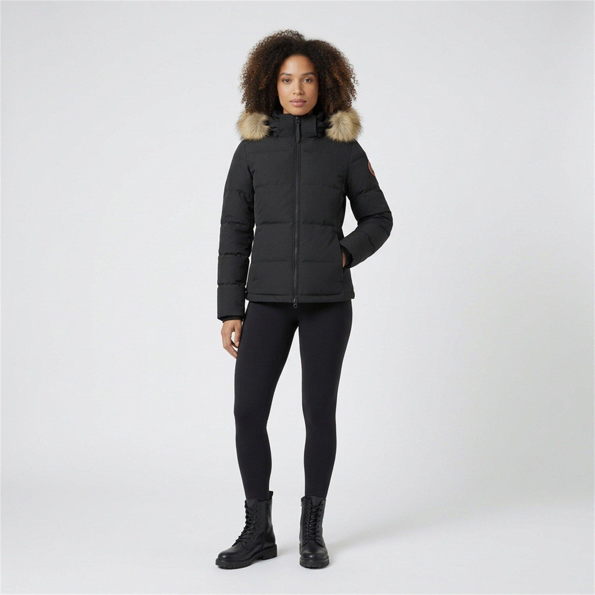 Black - Arctic Army - Women's Hooded Long Sleeve Weather Resistant Parka - 7