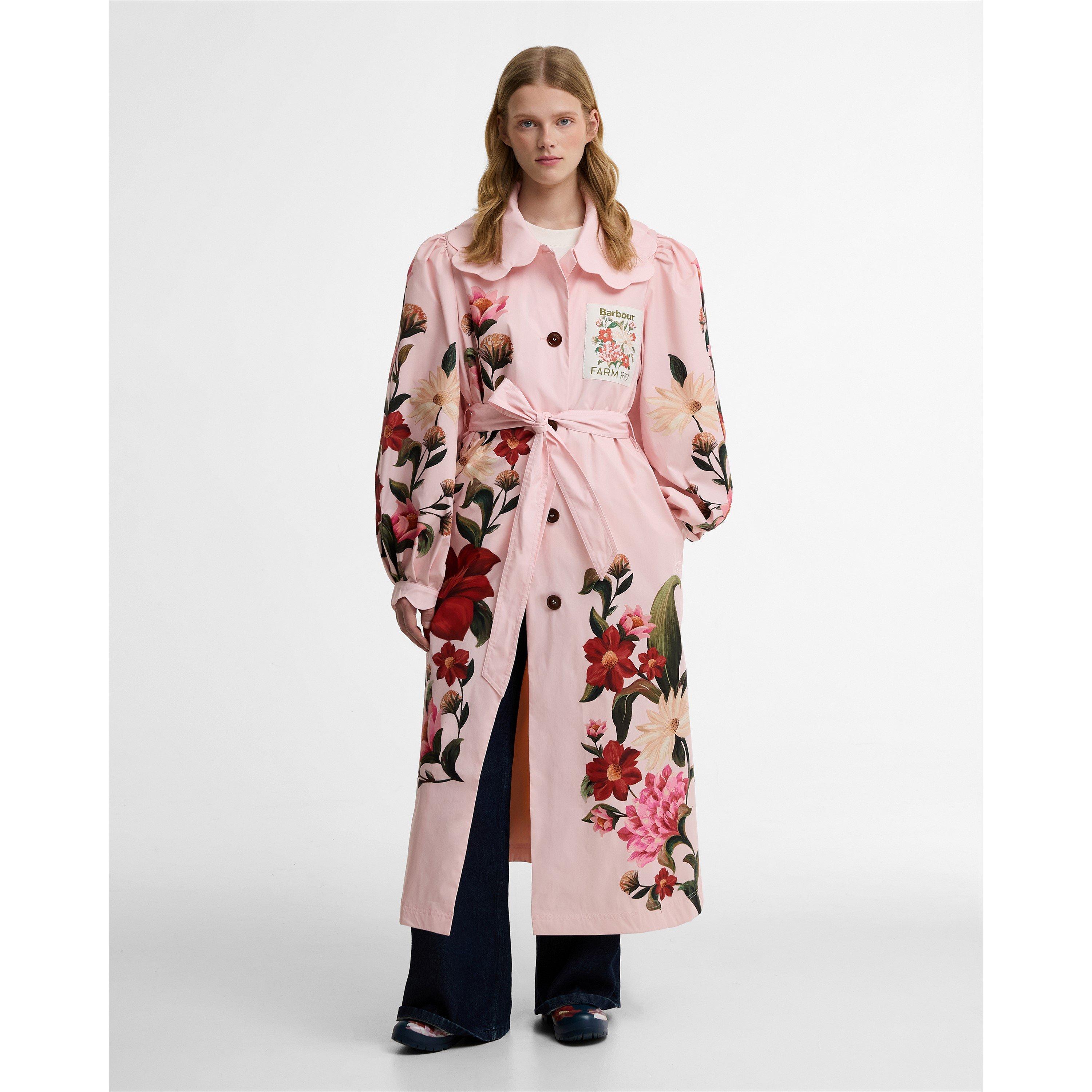 Pink /Cream Fl - Barbour x Farm Rio - Womens Trench Coat - 2