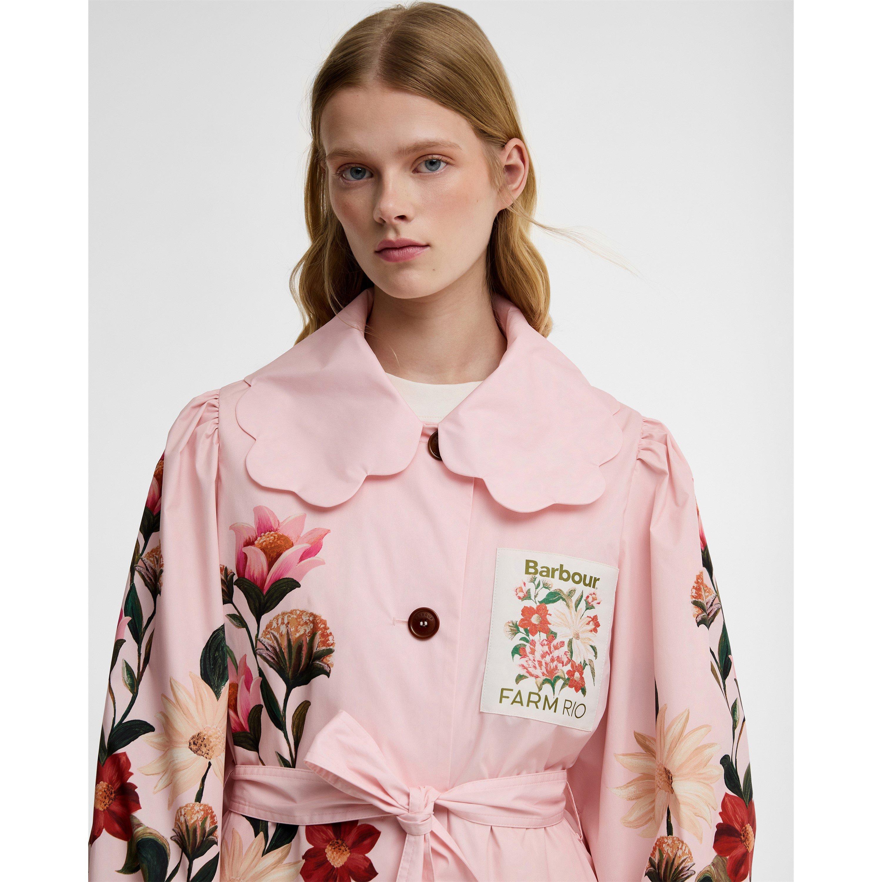 Pink /Cream Fl - Barbour x Farm Rio - Womens Trench Coat - 4