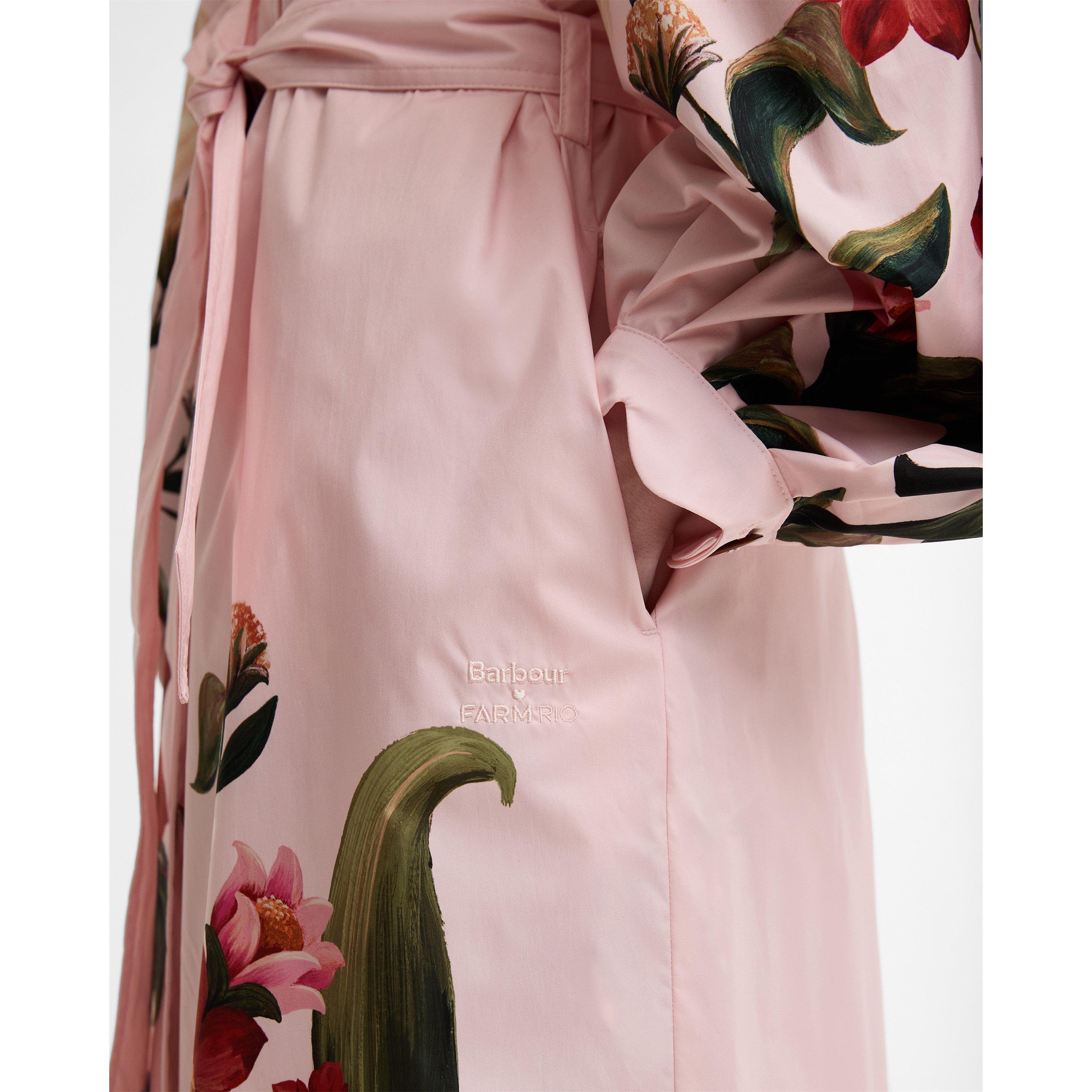 Pink /Cream Fl - Barbour x Farm Rio - Womens Trench Coat - 6