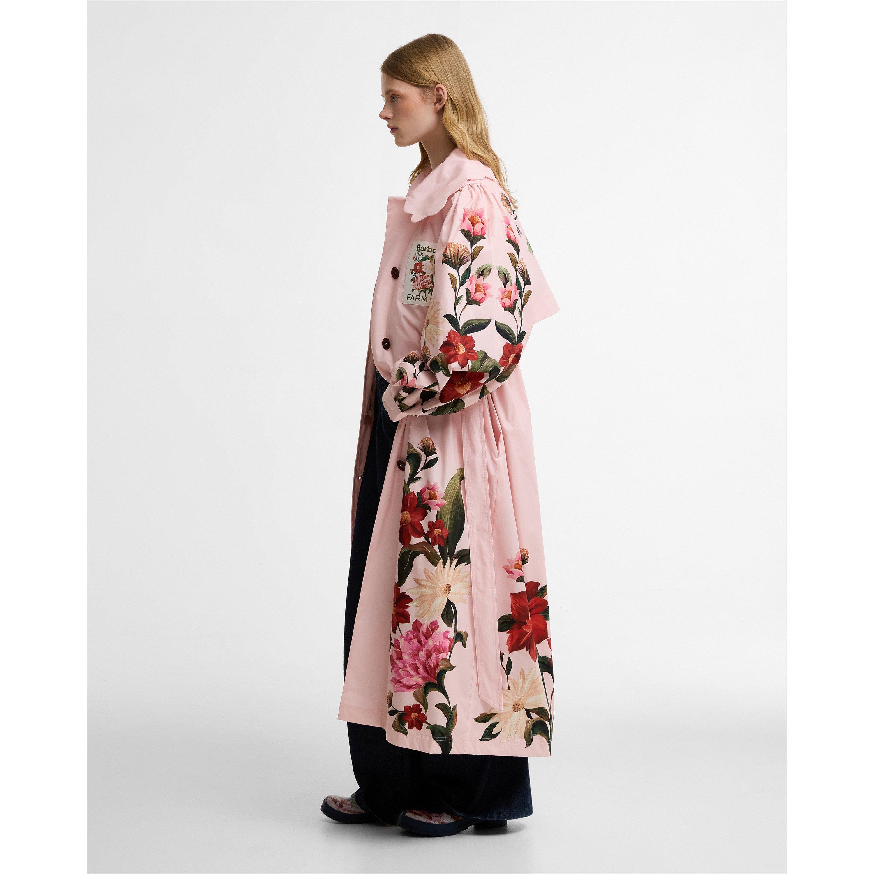 Pink /Cream Fl - Barbour x Farm Rio - Womens Trench Coat - 7
