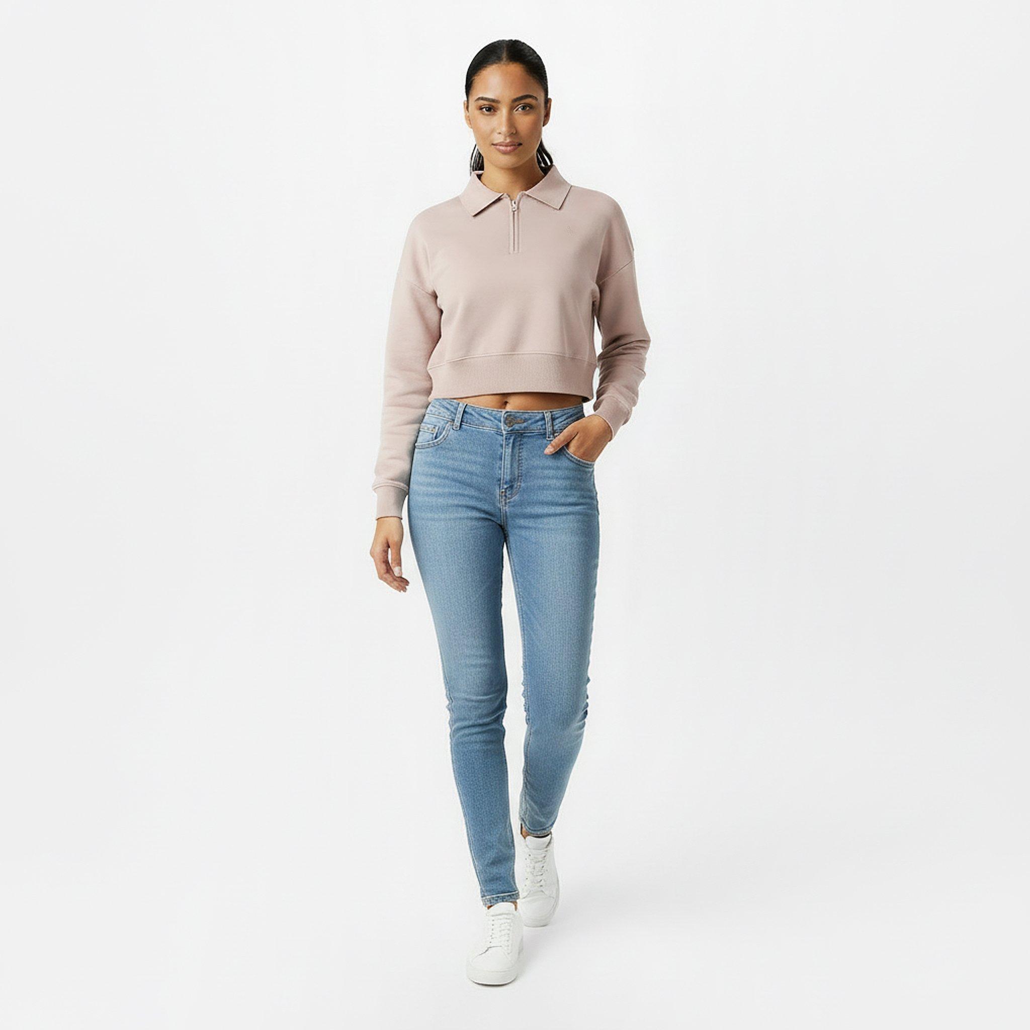 Taupe - Jack Wills - Women's Cropped 1/4 Zip Knitted Top - 5