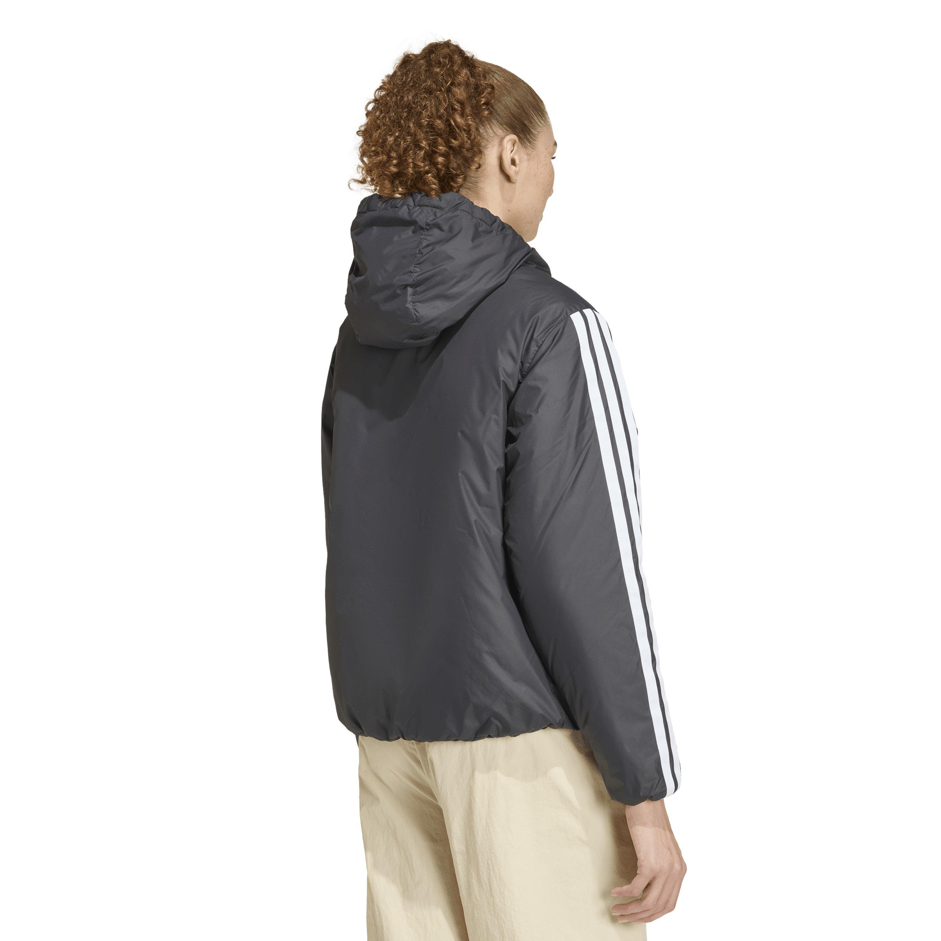 Crno/Bijelo - adidas - 3 Stripe Essential Hooded Jacket Womens - 4