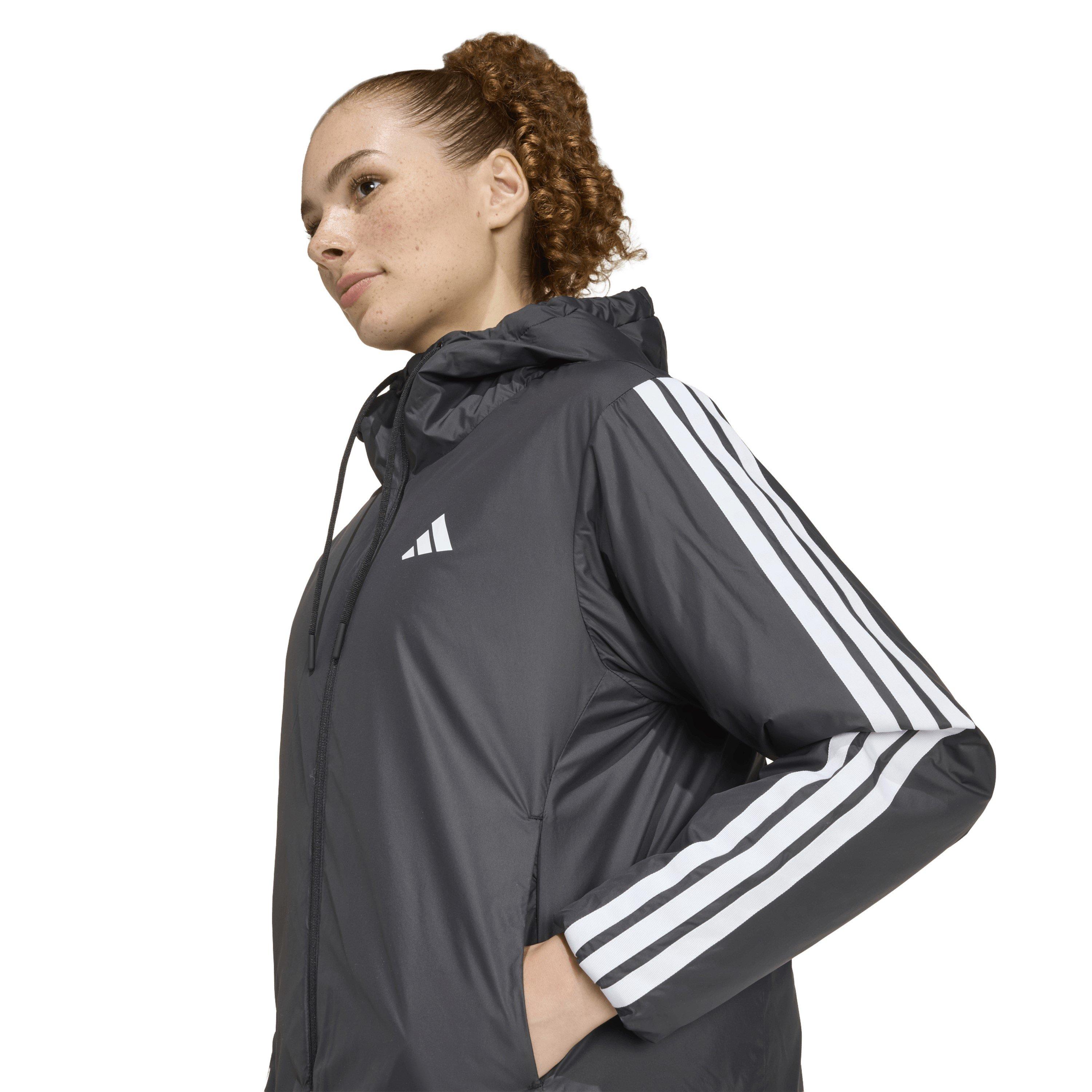 Crno/Bijelo - adidas - 3 Stripe Essential Hooded Jacket Womens - 6