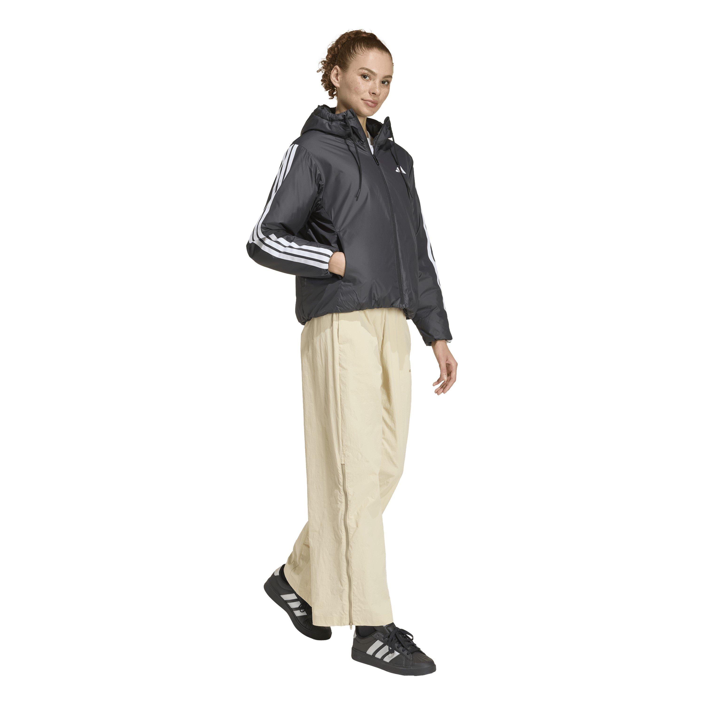 Crno/Bijelo - adidas - 3 Stripe Essential Hooded Jacket Womens - 7