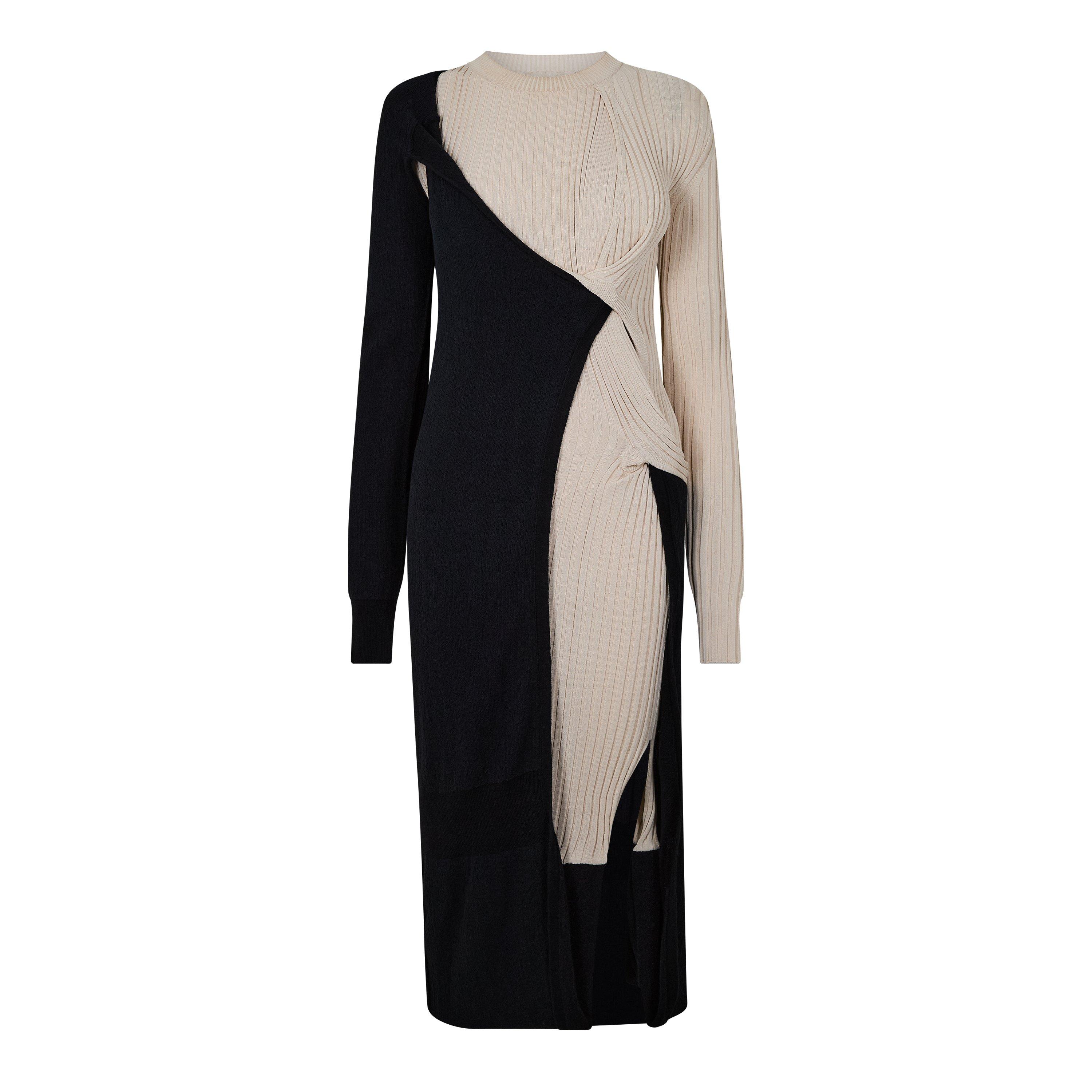 Bottega Veneta Women's Knit Textured Knitted Jumper Dress - Nero-Butter - Size 6 (38)