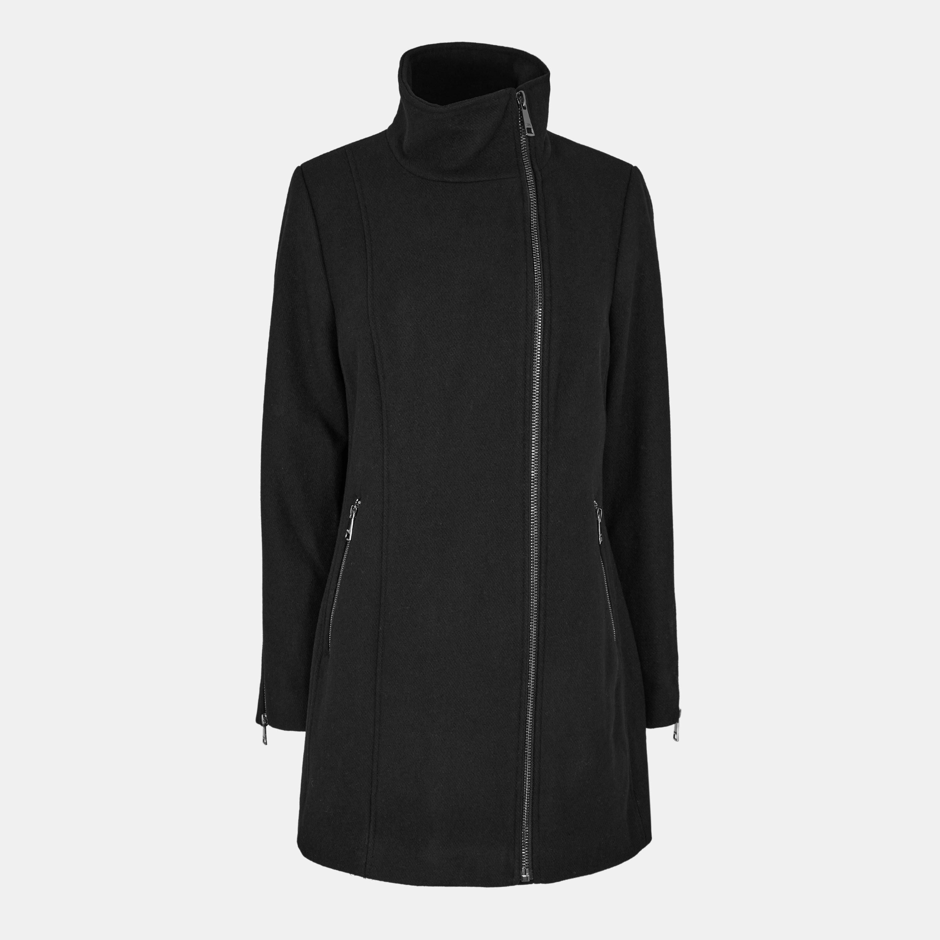 Schwarz - DKNY - Women's Zipped Structured Overcoat - 1
